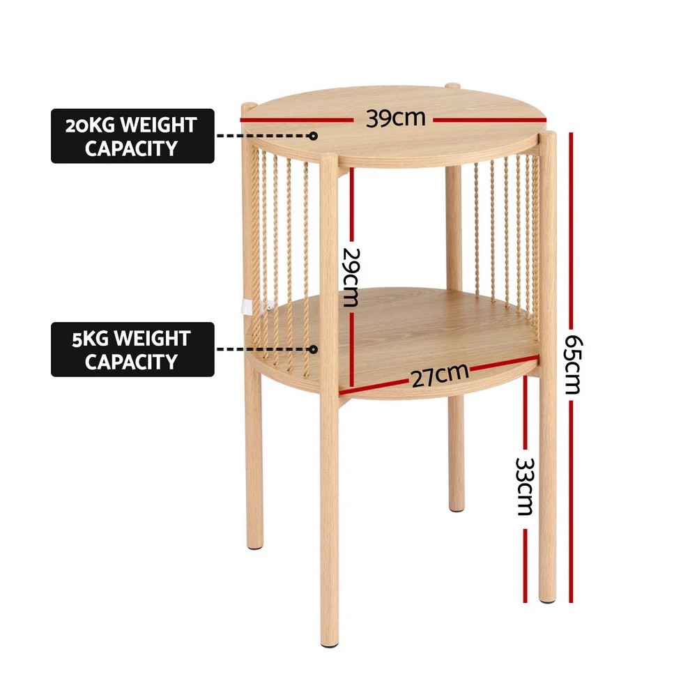 2 Artiss Coffee Table 2-Tier Round Wood - Natural, 2 of 6