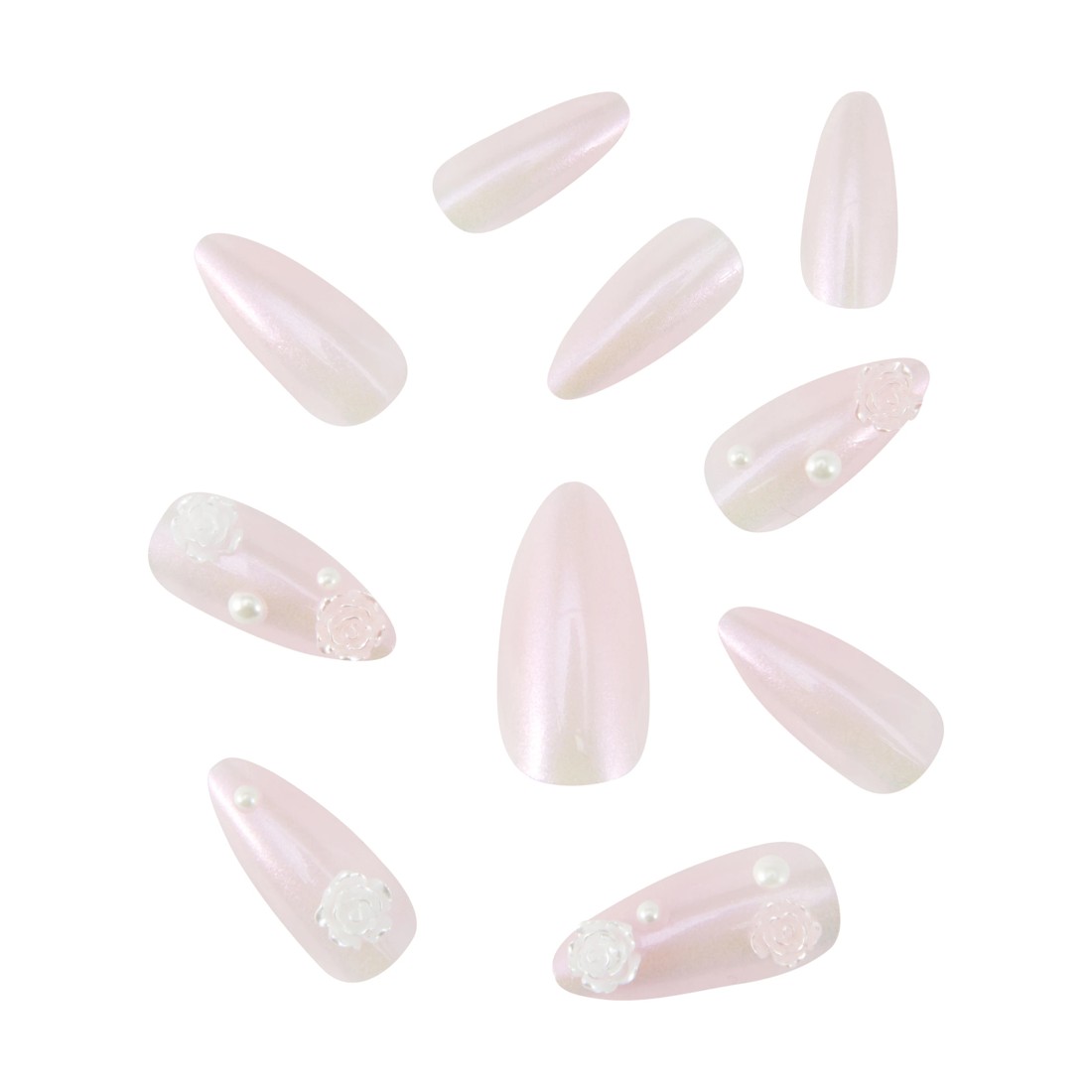 2 OXX Cosmetics 24 Pack Artificial Nails with Adhesive - Pointed Stiletto Shape, Jelly Flowers, 2 of 4