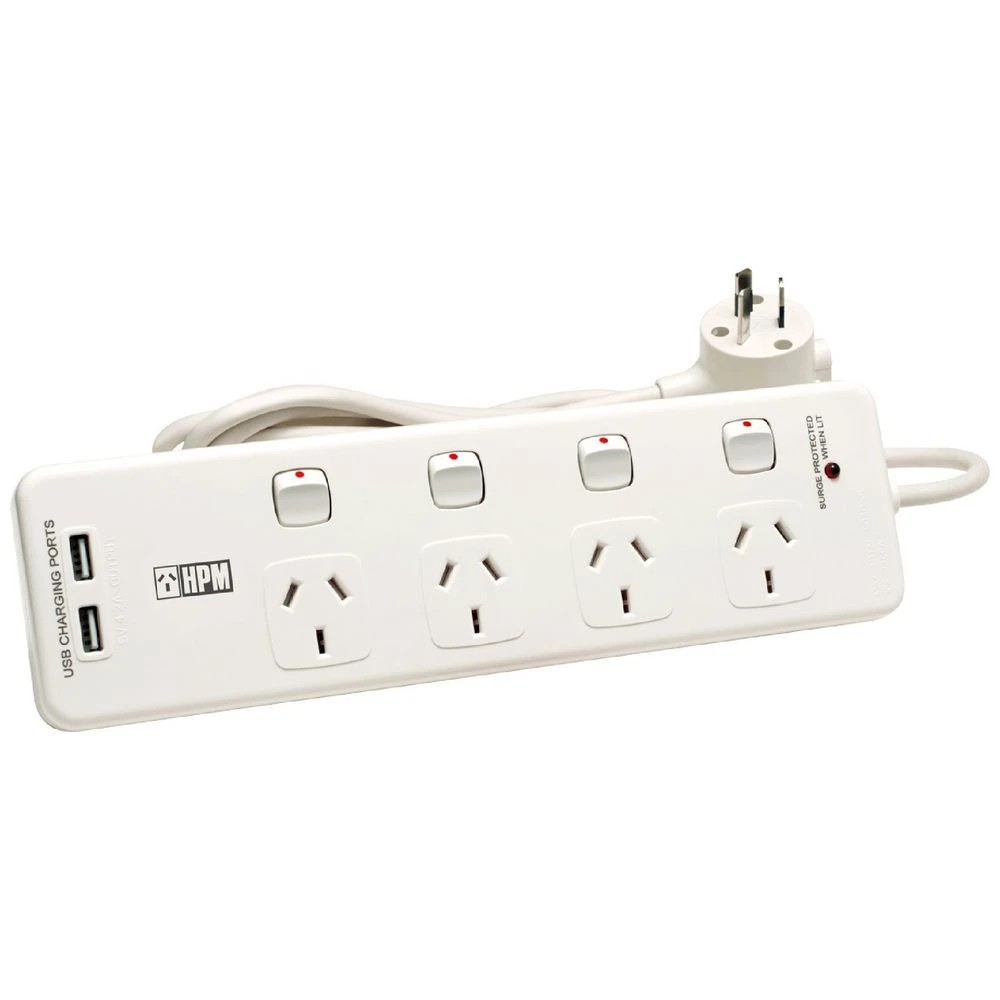 1 HPM 4 Outlet with USB 4.2A Switched Powerboard, 1 of 1