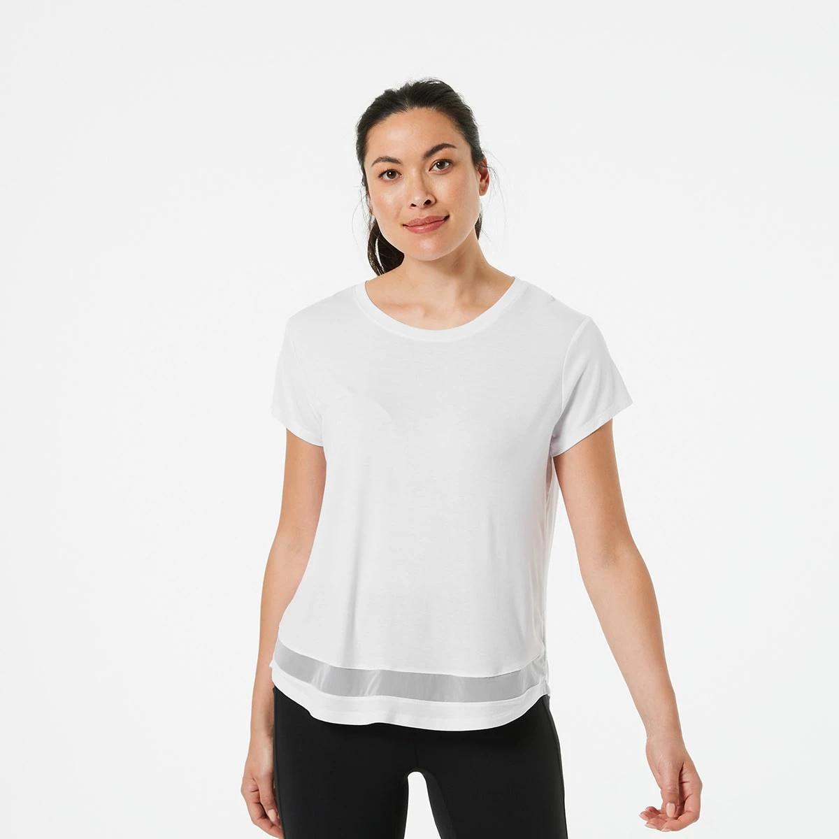 1 Active Womens Short Sleeve Mesh T-shirt WHITE, 1 of 5