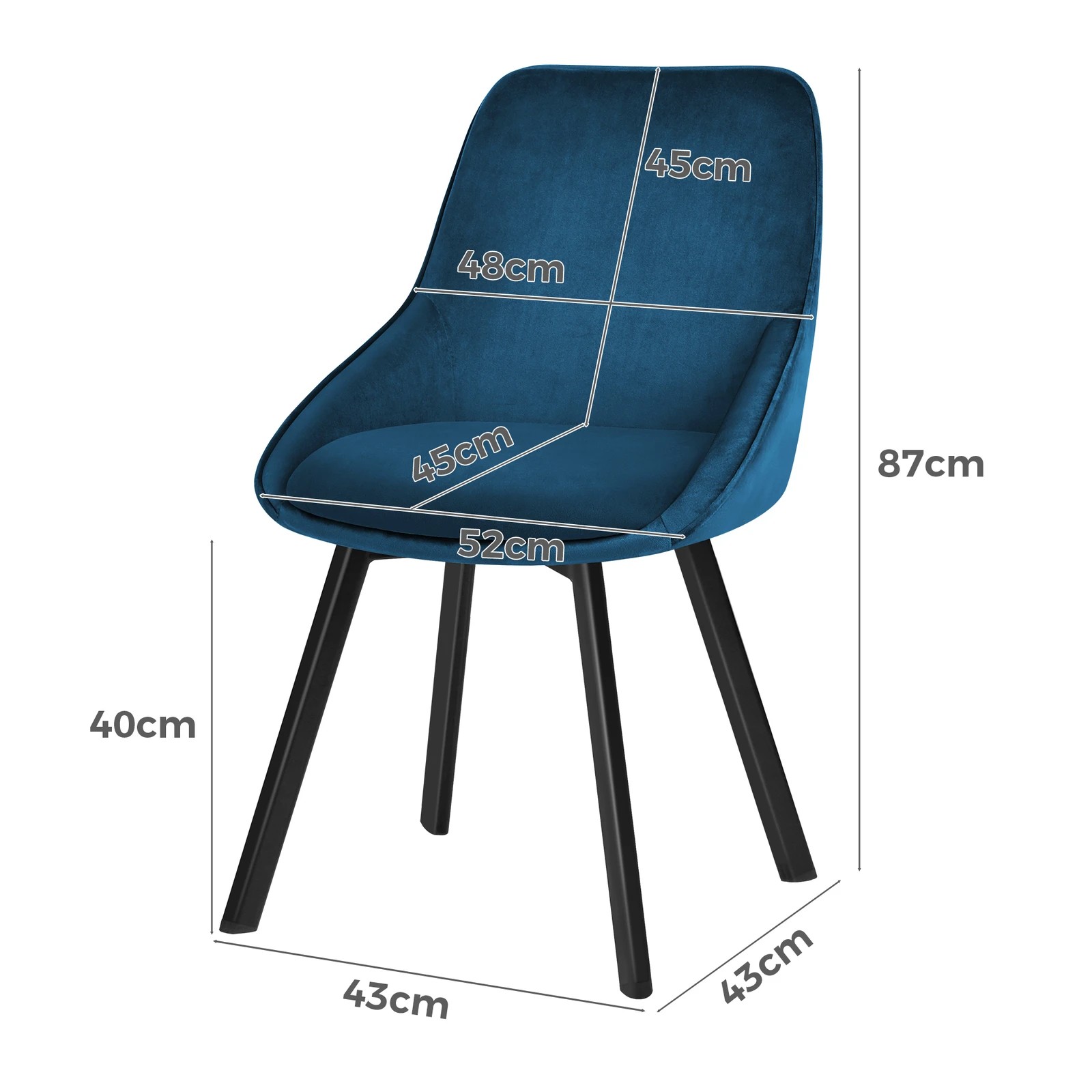 8 Alfordson 4x Dining Chairs Accent Kitchen Swivel Lounge Padded Seat Velvet - Blue, 8 of 8