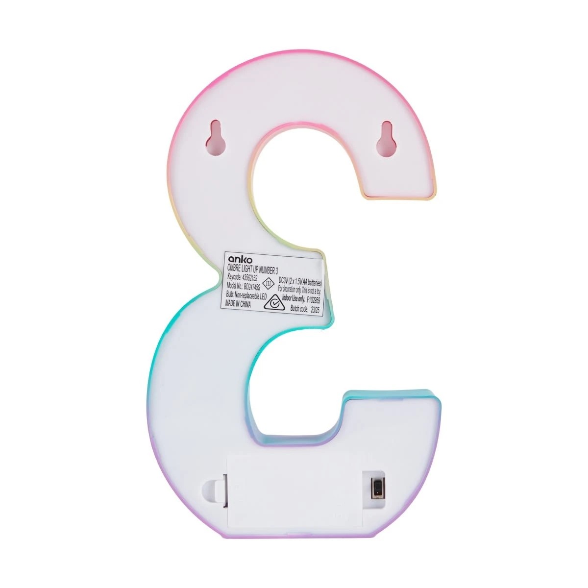 3 Ombre Light Up Number - 3, 3 of 5