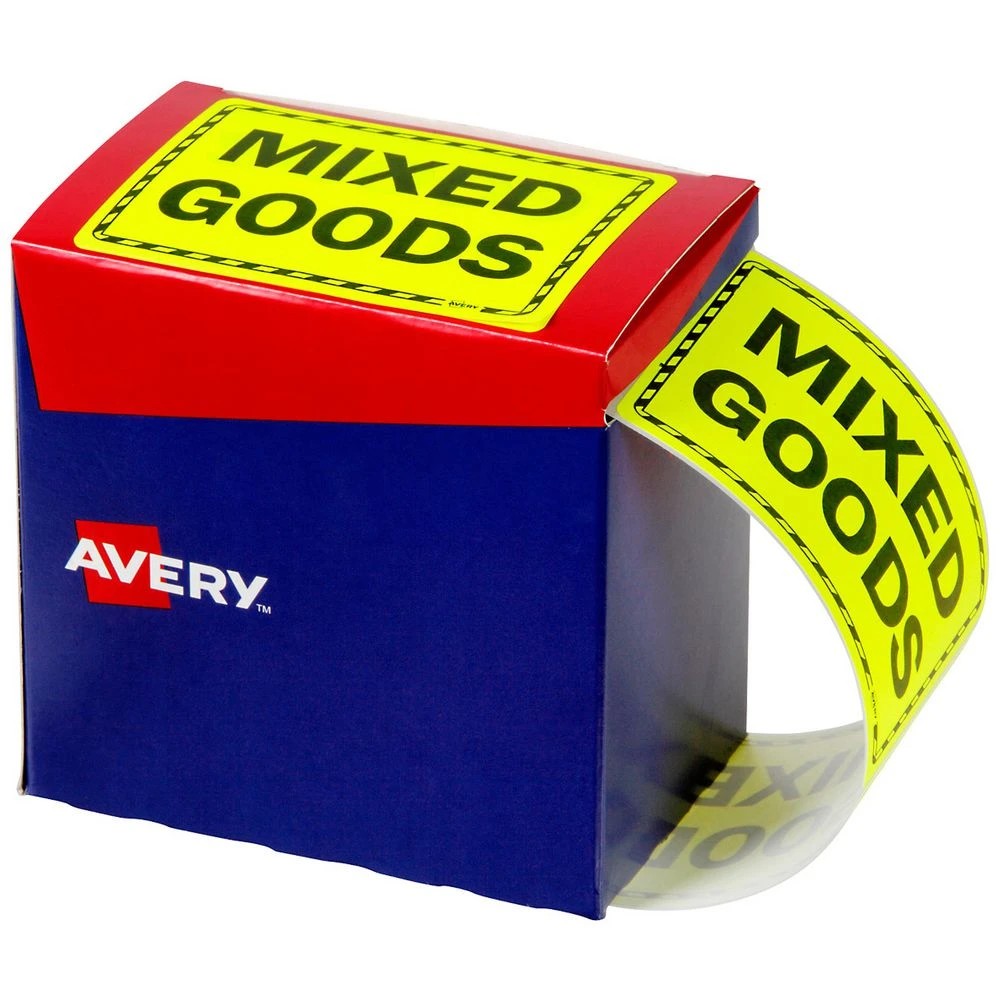 1 Avery Mixed Goods Labels 75 x 99.6mm Yellow 750 Pack, 1 of 3