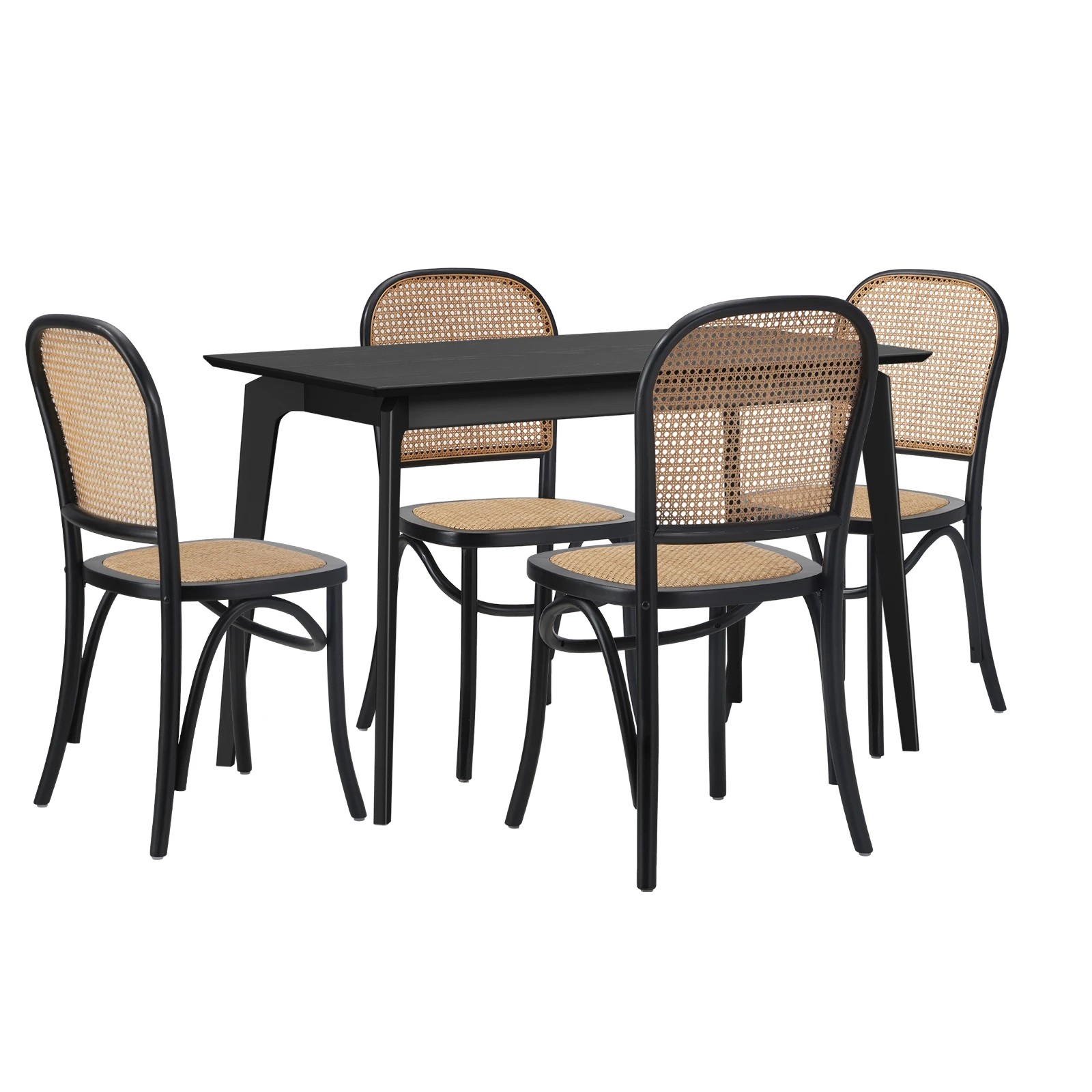 7 Oikiture 5PCS Dining Table Set Rectangle Dining Table and Chairs - Black, 7 of 10