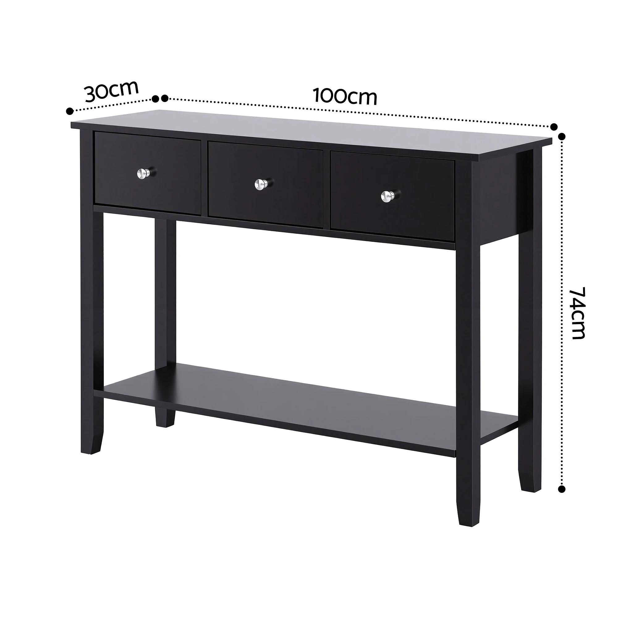 2 Artiss Console Table Hallway Sofa Entryway Entrance 3 Drawers 100CM - Black, 2 of 3