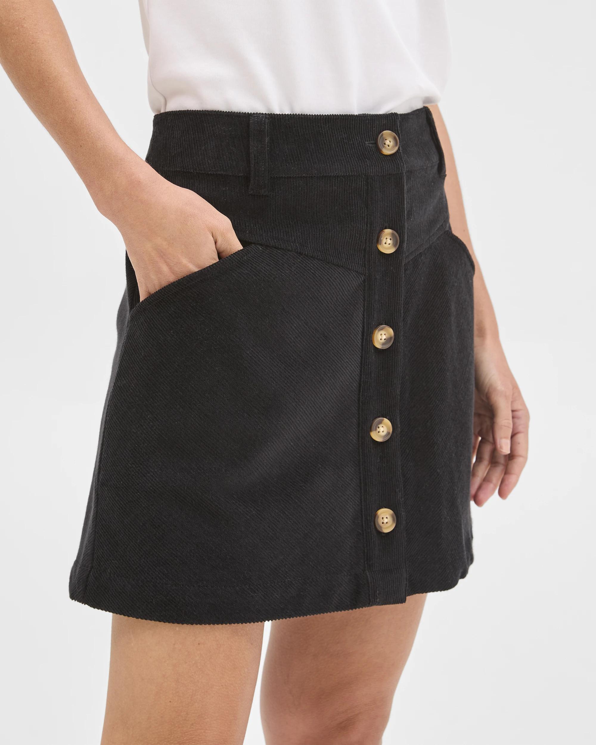 4 Target Woman Cord Button Front Mini Skirt BLACK, 4 of 6