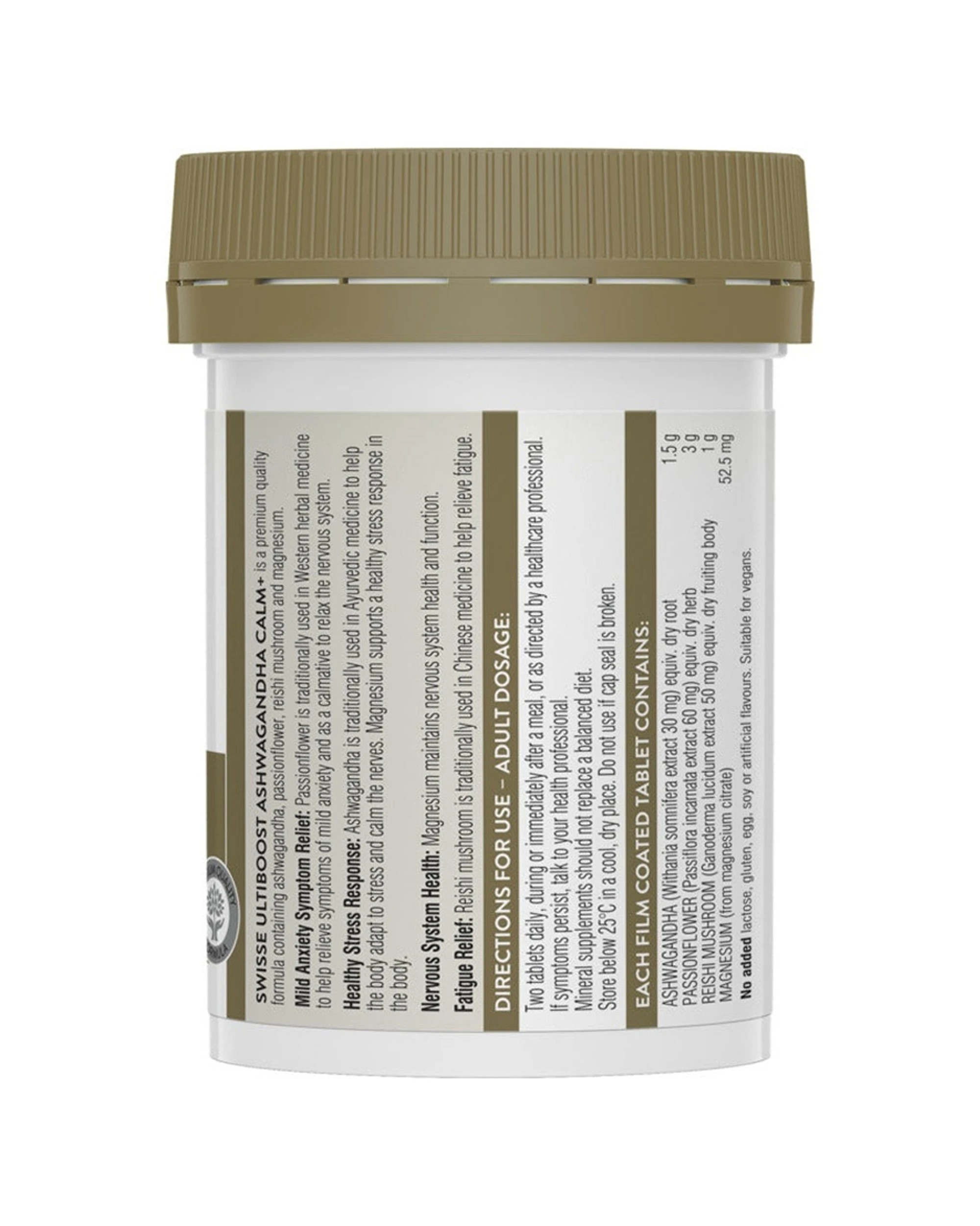 2 Swisse 60pc Ultiboost Ashwagandha Calm Plus Tablets Stress Relief, 2 of 3