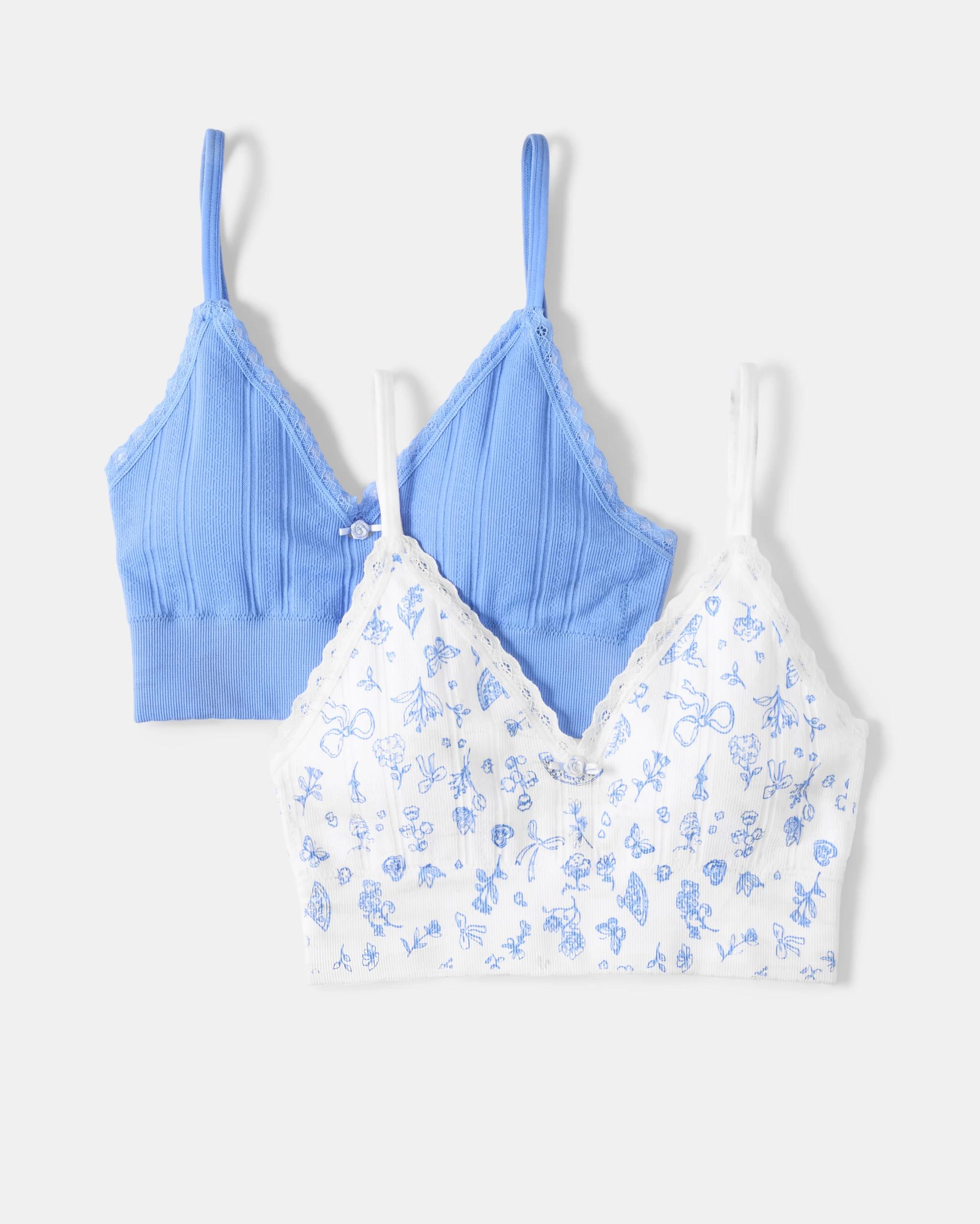 1 2 Pack Seamfree Rib Bralette Flrl Bow