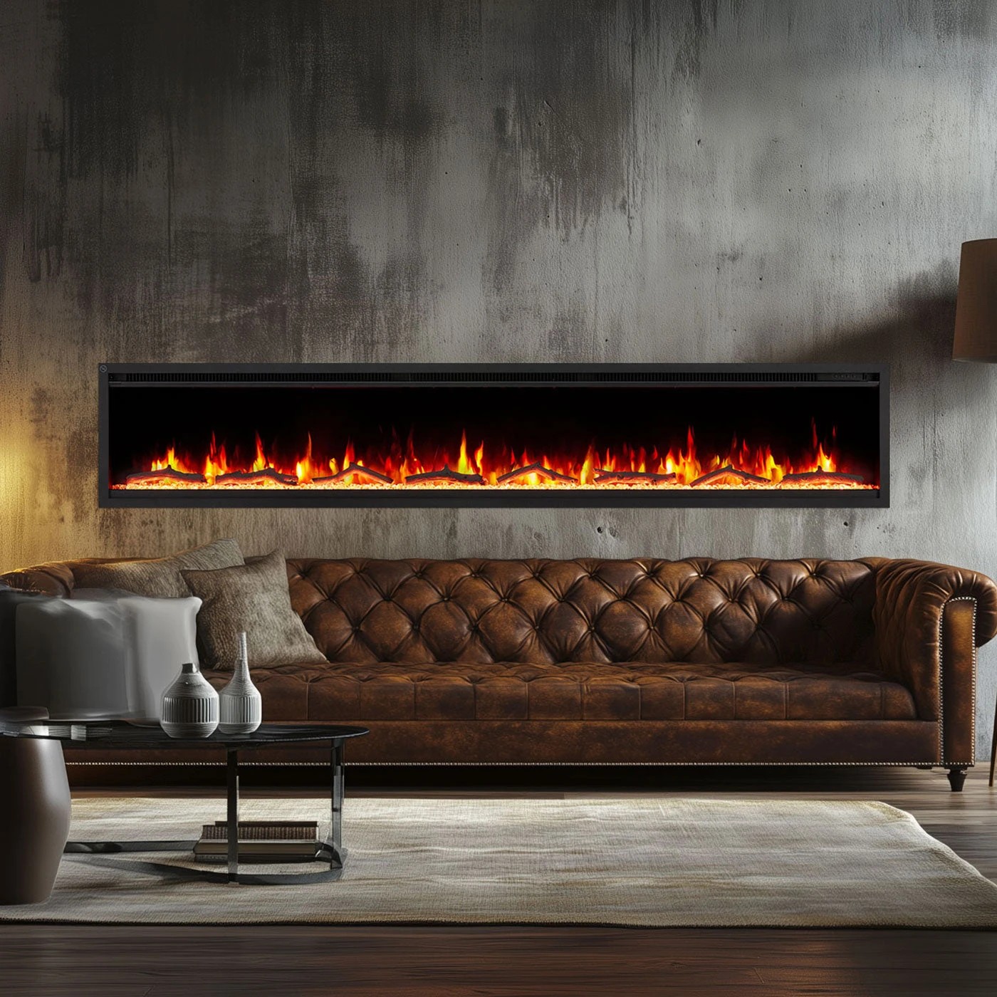 1 Moda Living Nocturne 72 inch Electric Fireplace - Black, 1 of 1