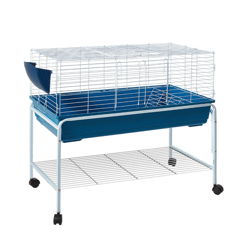 1 i.Pet Rabbit Cage Hutch 106cm Indoor Enclosure Carrier - Blue, 1 of 8