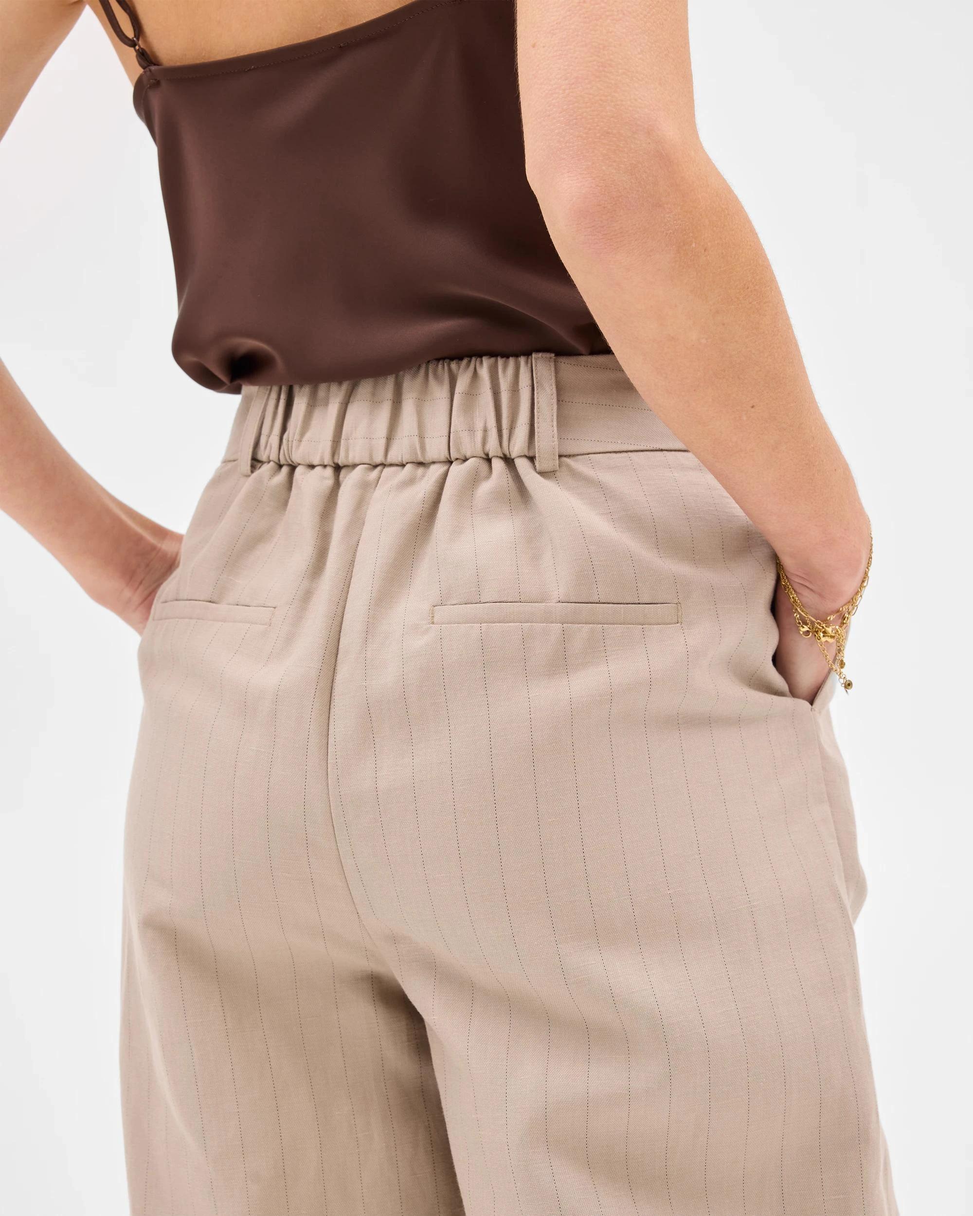 6 Linen Blend Wide Leg Pants - Preview NATURAL STRIPE, 6 of 7