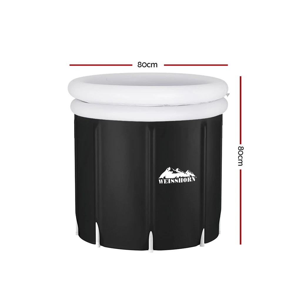 2 Weisshorn Portable Ice Bath Tub 80X80CM Inflatable Folding Bathtub Spa - Black, 2 of 5