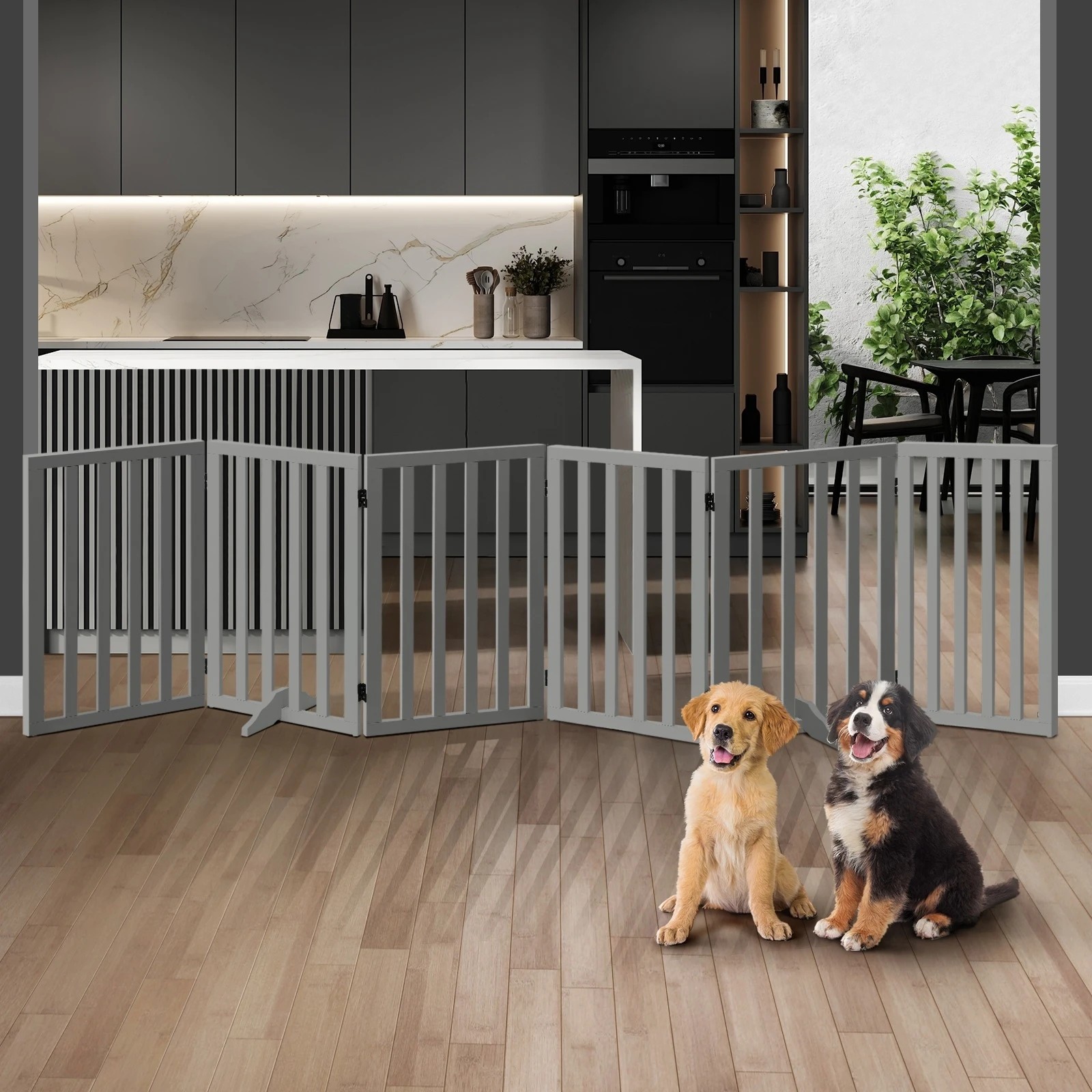 3 Alopet Wooden Pet Gate Dog Fence Grey Safety Stair Barrier Security Door 80cm - Grey, 3 of 10
