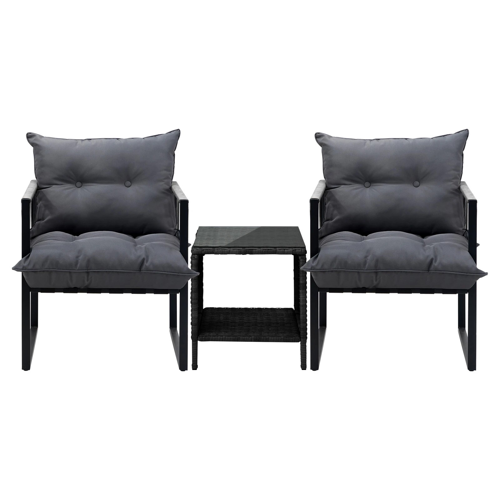 7 Livsip 3PCS Outdoor Patio Set Wicker Furniture Dining Table Chairs Setting - Multi, 7 of 9