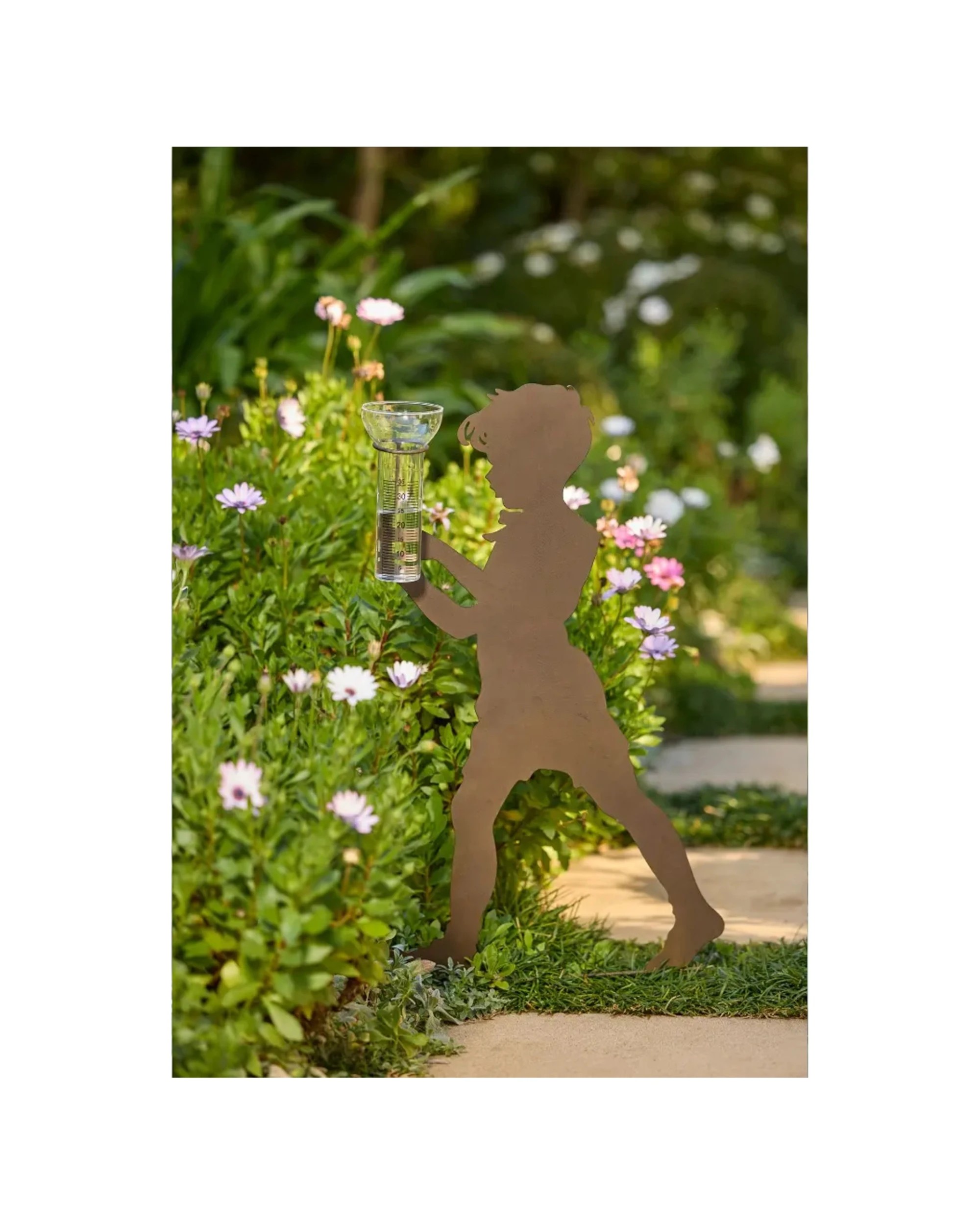 5 Alfresco Large Powder Coated Steel Boy Girl with Rain Gauge - Multi, 5 of 5