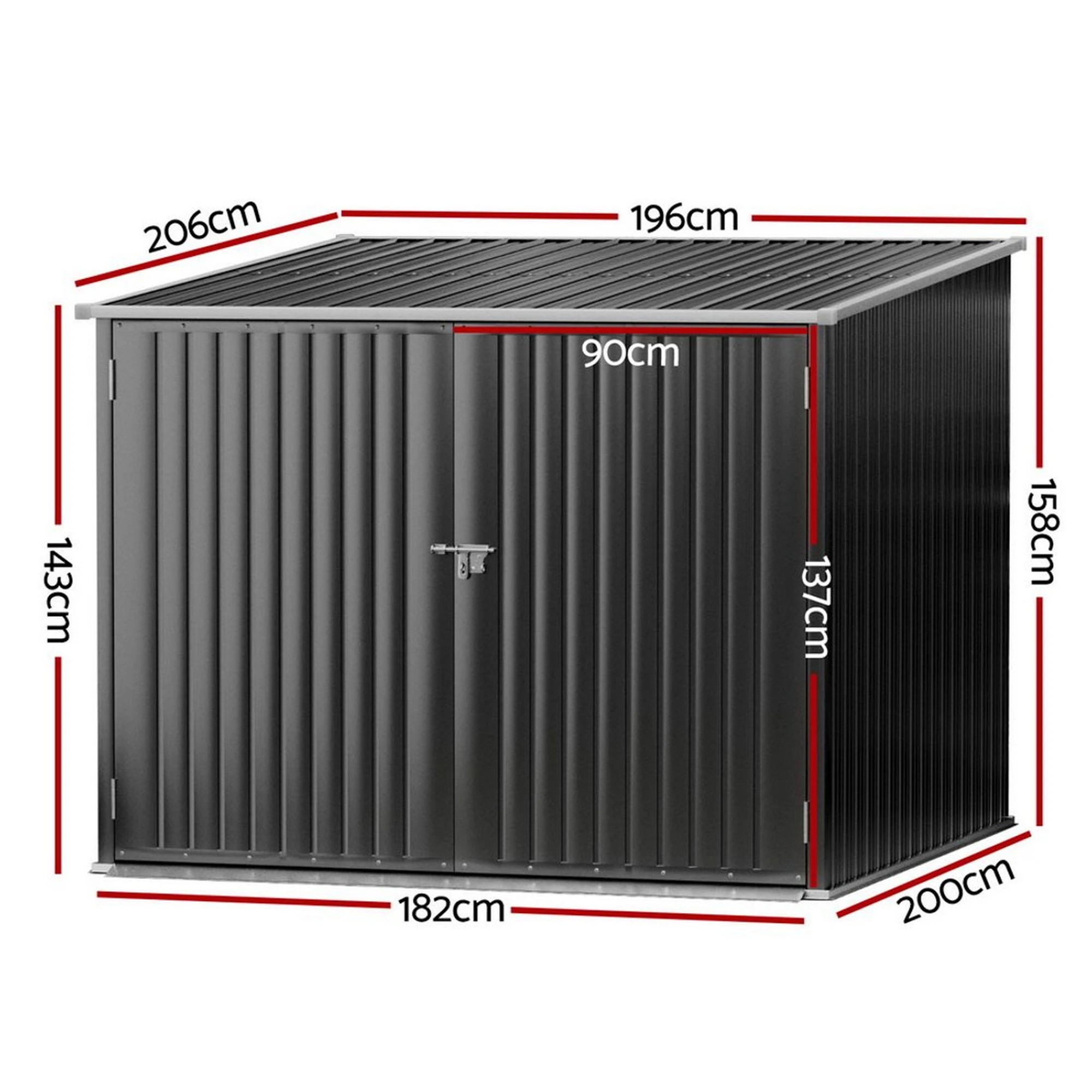 3 Giantz Garden Shed Sheds Outdoor Storage Tool Workshop House Shelter - Black, 3 of 7