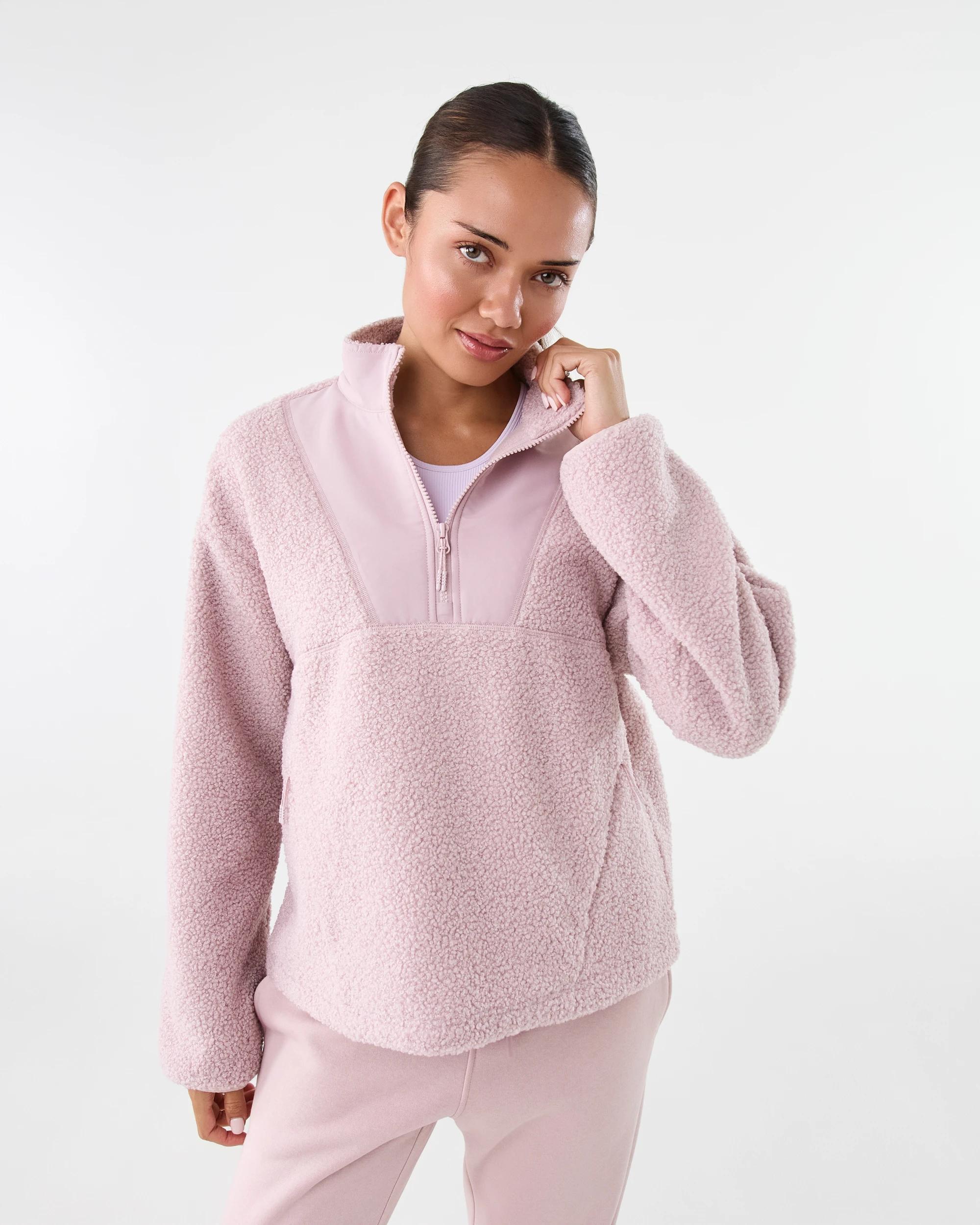 1 Active Womens 1/4 Zip Sherpa Jumper Sol B Pink, 1 of 7