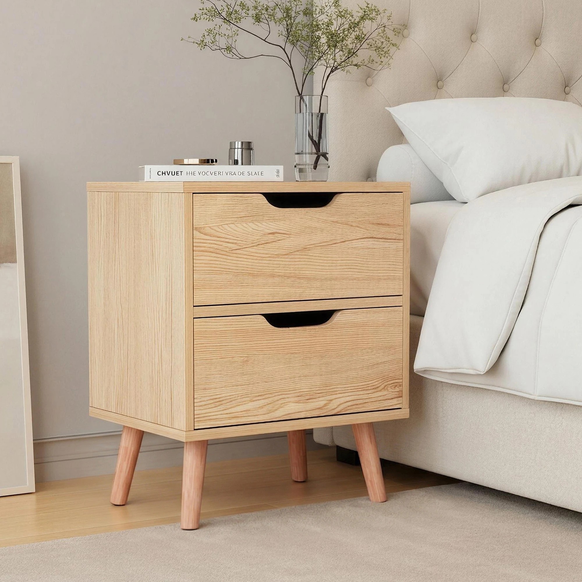 7 Artiss Double Bed Frame with Storage and Bedside Table Set Tufted Gas Lift Bed Base and 2-Drawer Nightstand - Multi, 7 of 8