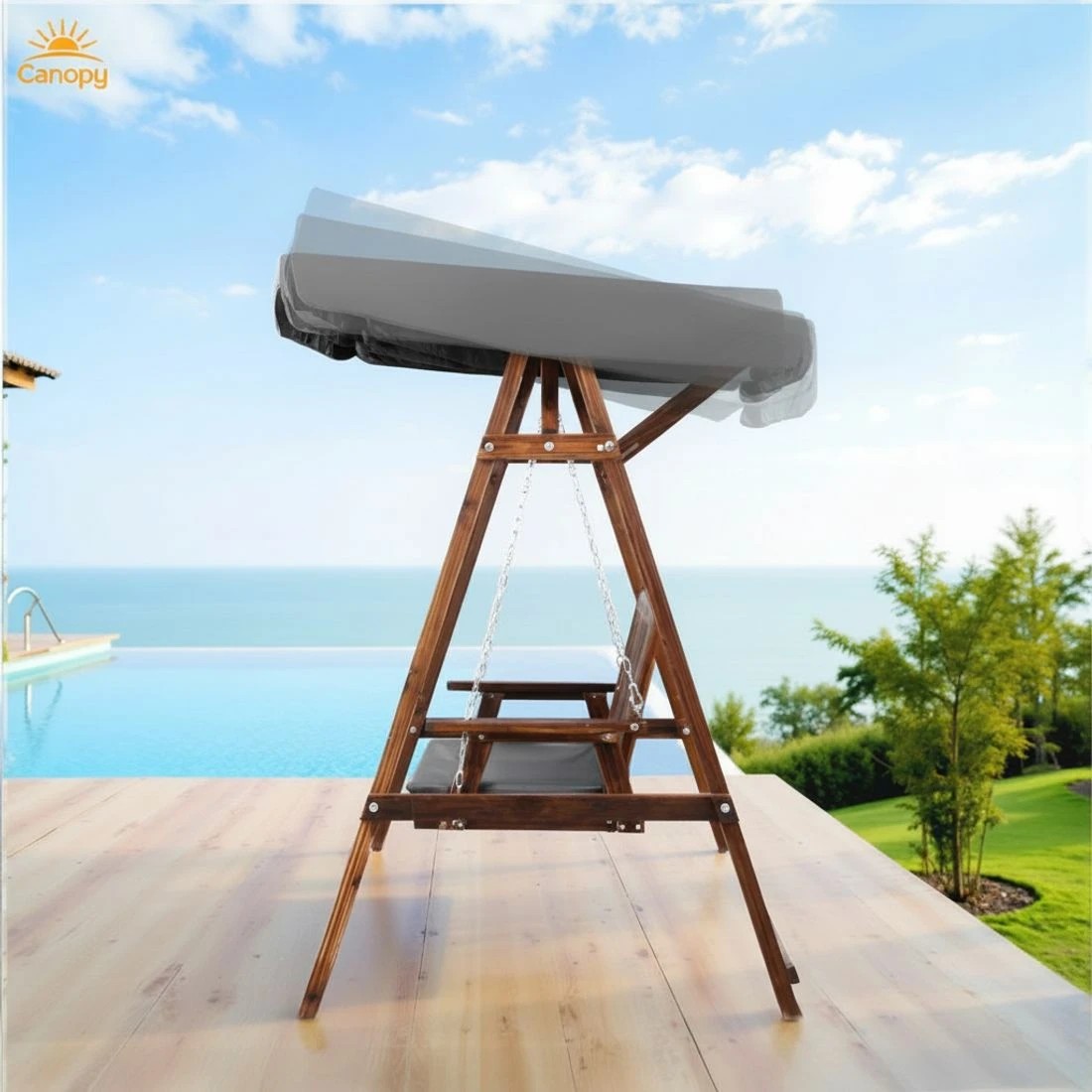 5 Gardeon Outdoor en Swing Chair Garden Bench Canopy Cushion 3 Seater Charcoal - Grey, 5 of 7