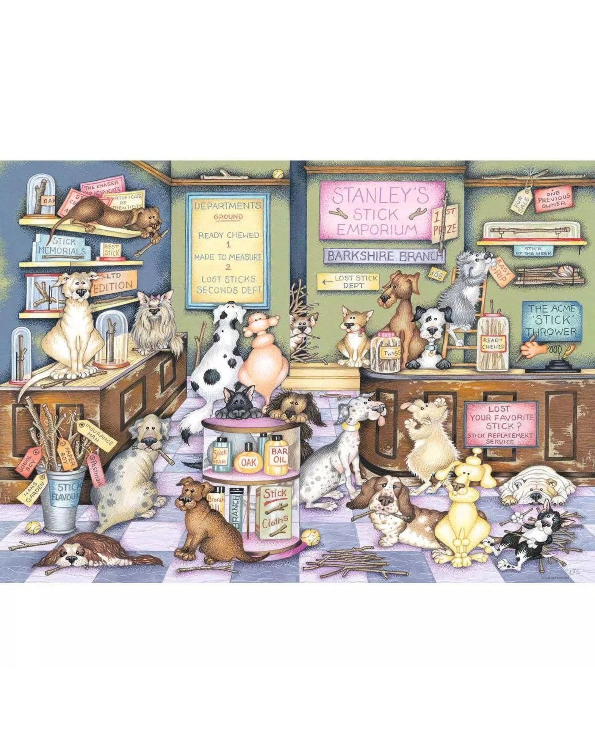 2 Ravensburger Dapper Dogs No. 2 Stanley's Stick Emporium 1000 Piece Jigsaw Puzzle, 2 of 3