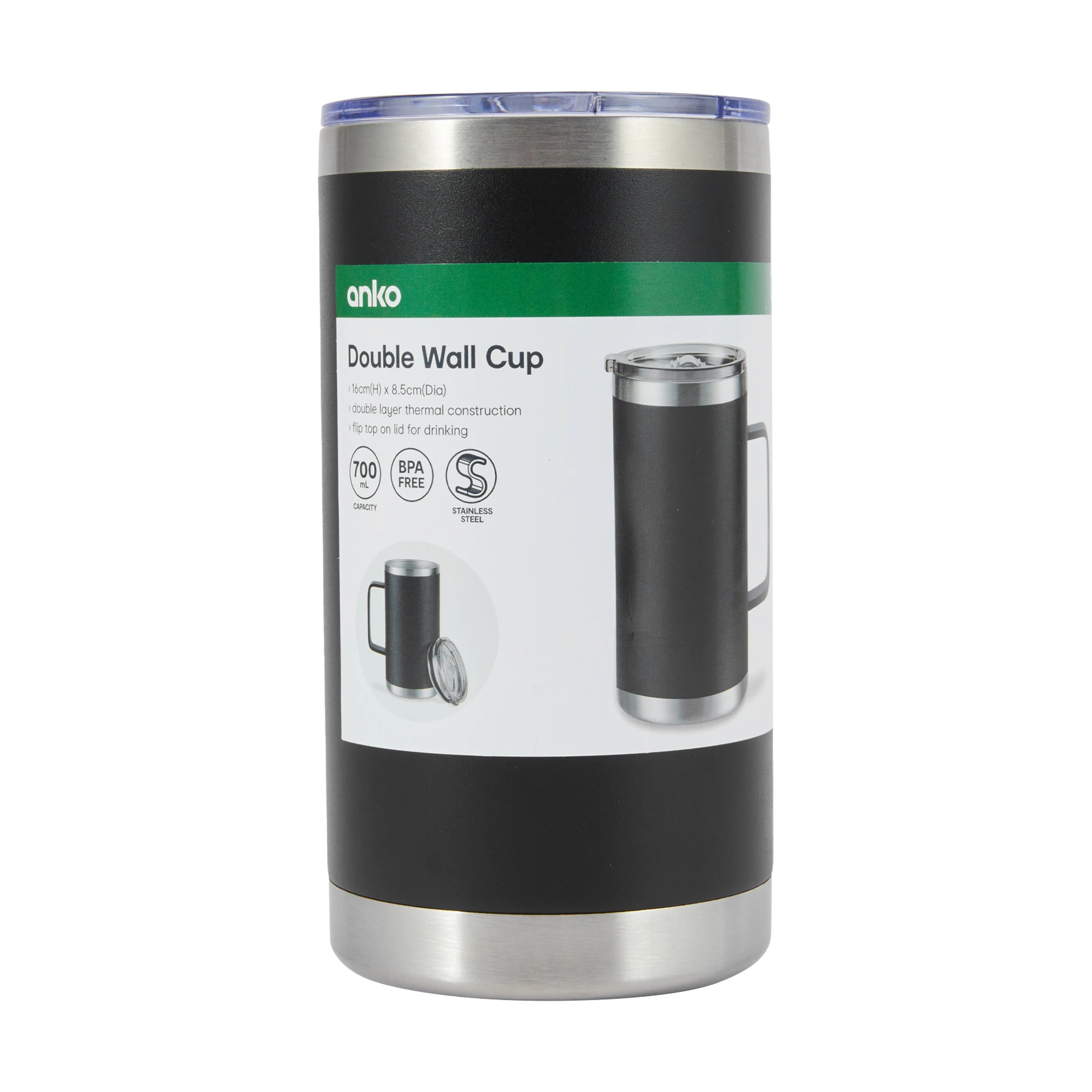 6 700ml Double Wall Cup - Black, 6 of 6