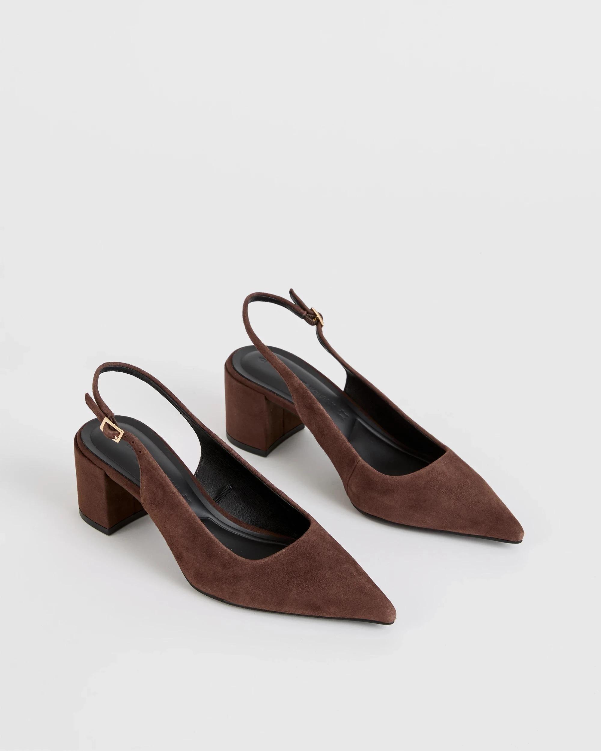2 Target Womens Genuine Leather Point Block Heel - Daria GENUINE CHOCOLATE SUEDE, 2 of 3