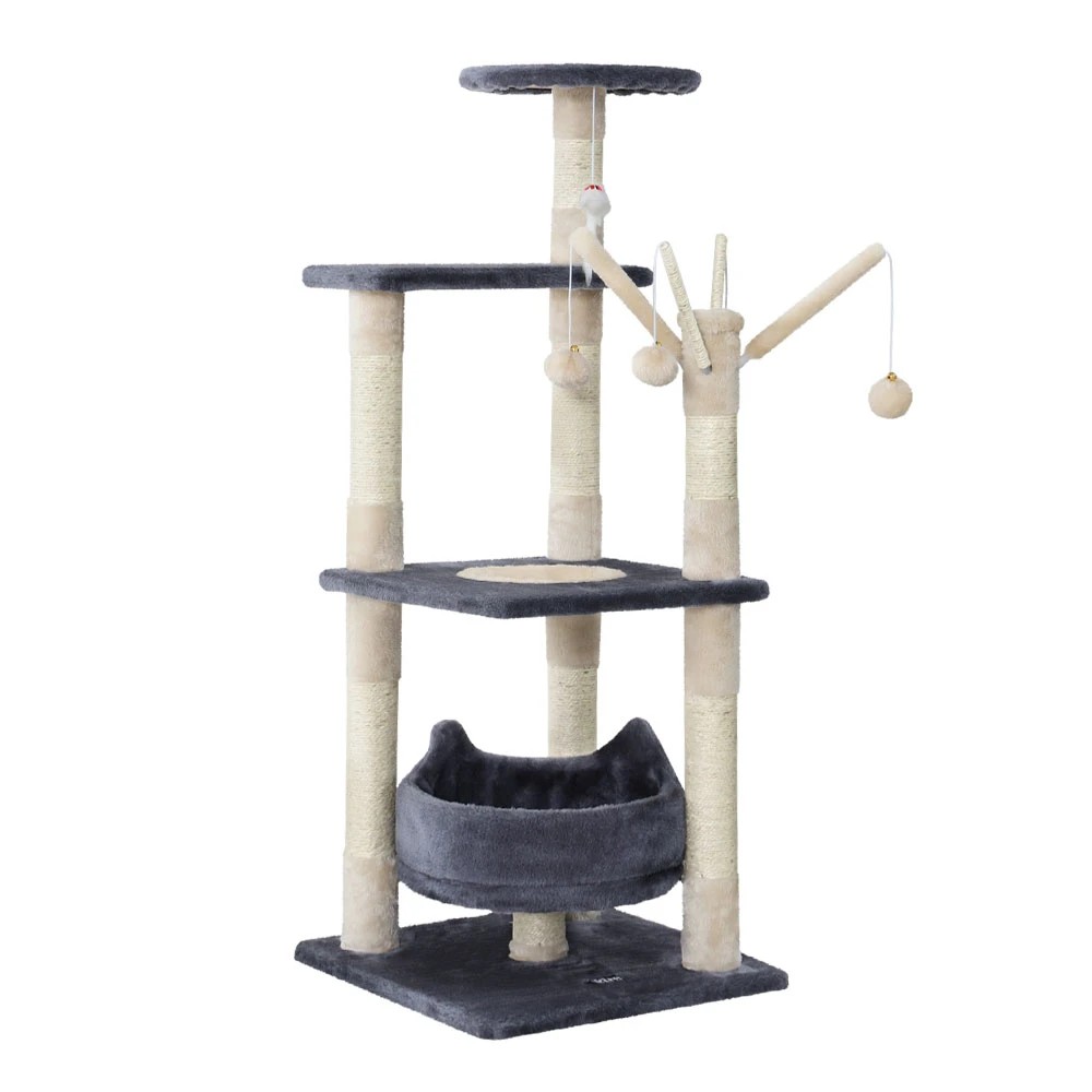 1 i.Pet Cat Tree 110cm Tower Scratching Post Scratcher Wood Condo House Bed Toys - Multi, 1 of 5