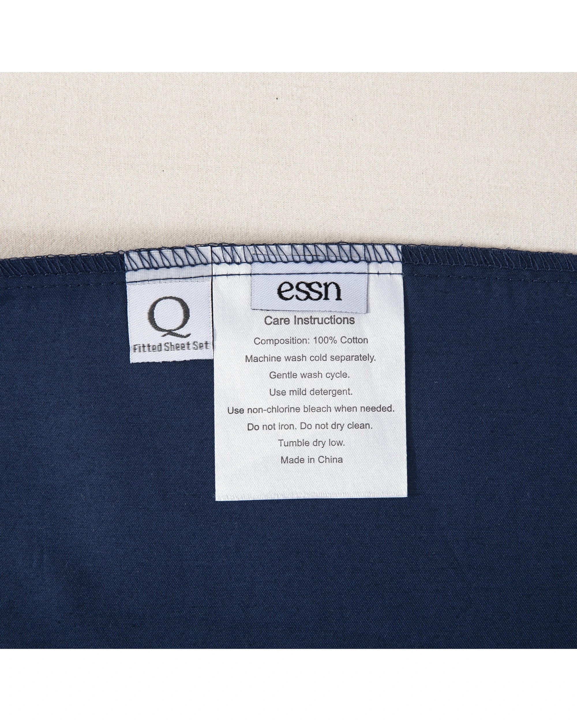 6 ESSN 500TC Cotton Sateen Fitted Sheet Set - King Bed - Navy, 6 of 10
