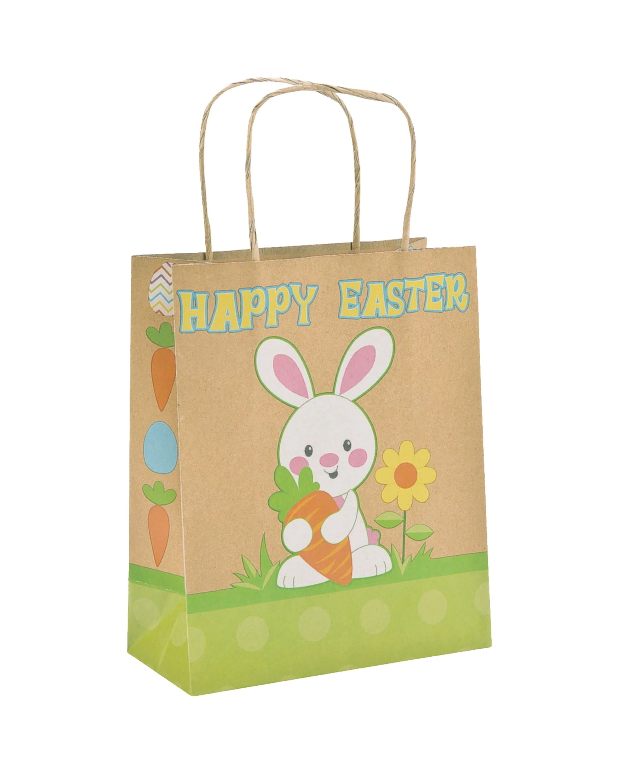 1 Partyrama Happy Easter Kraft Gift Bags Pack of 12, 1 of 2