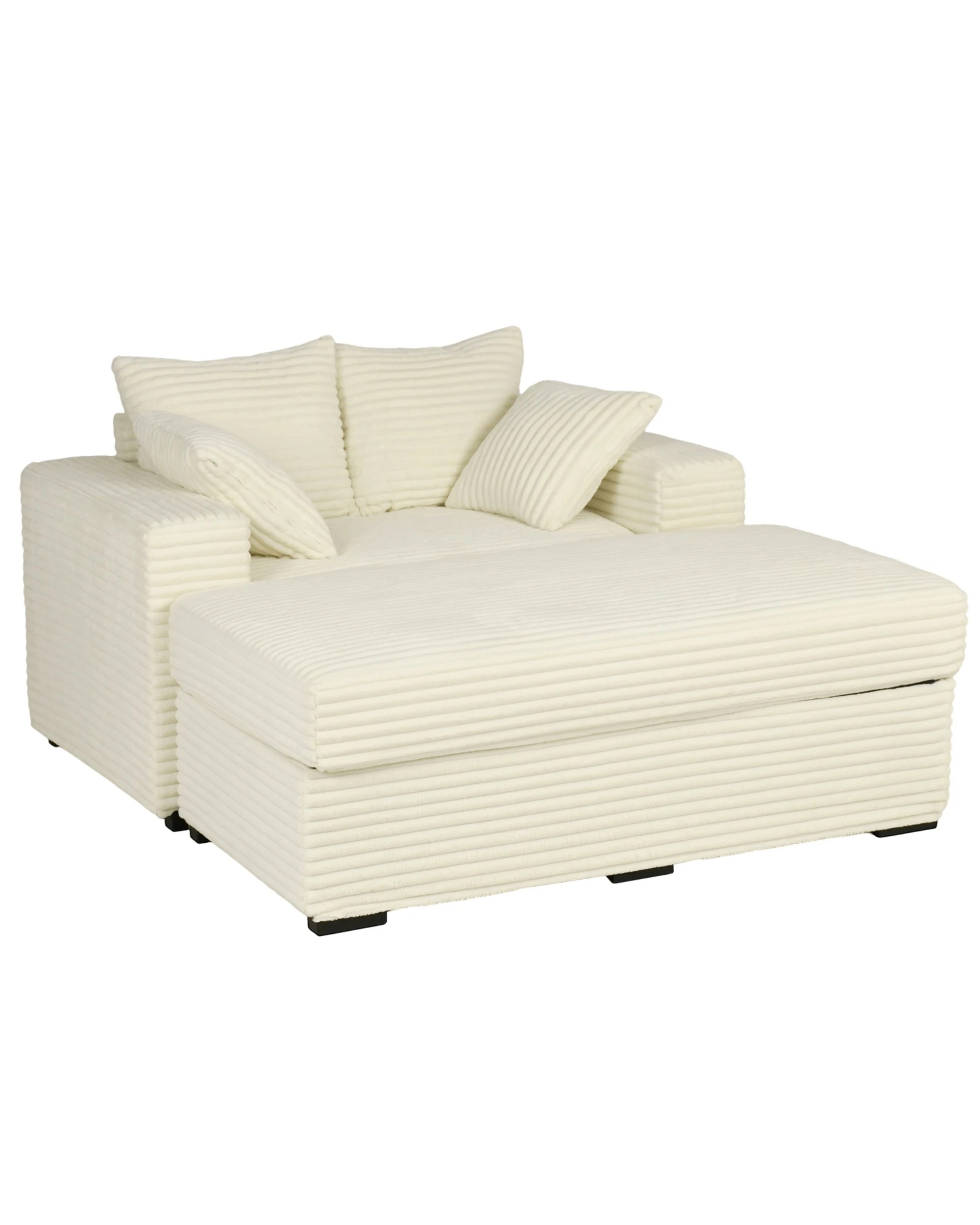 1 Advwin 148cm Chaise Lounge Chair w/ Storage Ottoman Corduroy Cloud Couch Oversized Sleeper Upholstered Sofa Bed, 1 of 9