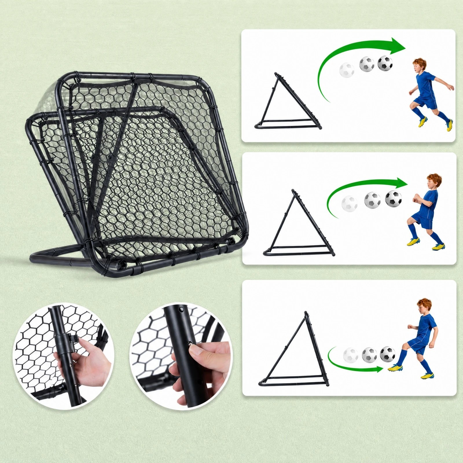 5 Costway 101x101cm Football Rebounder Kickback Rebound Net w/7 Adjustable Angle, 5 of 8