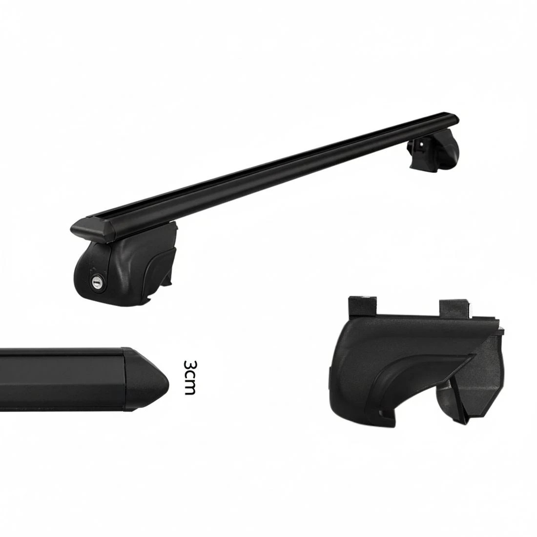 3 Giantz Universal Car Roof Racks Pod Aluminium Cross Bars Upgraded Holder 126cm - Black, 3 of 4