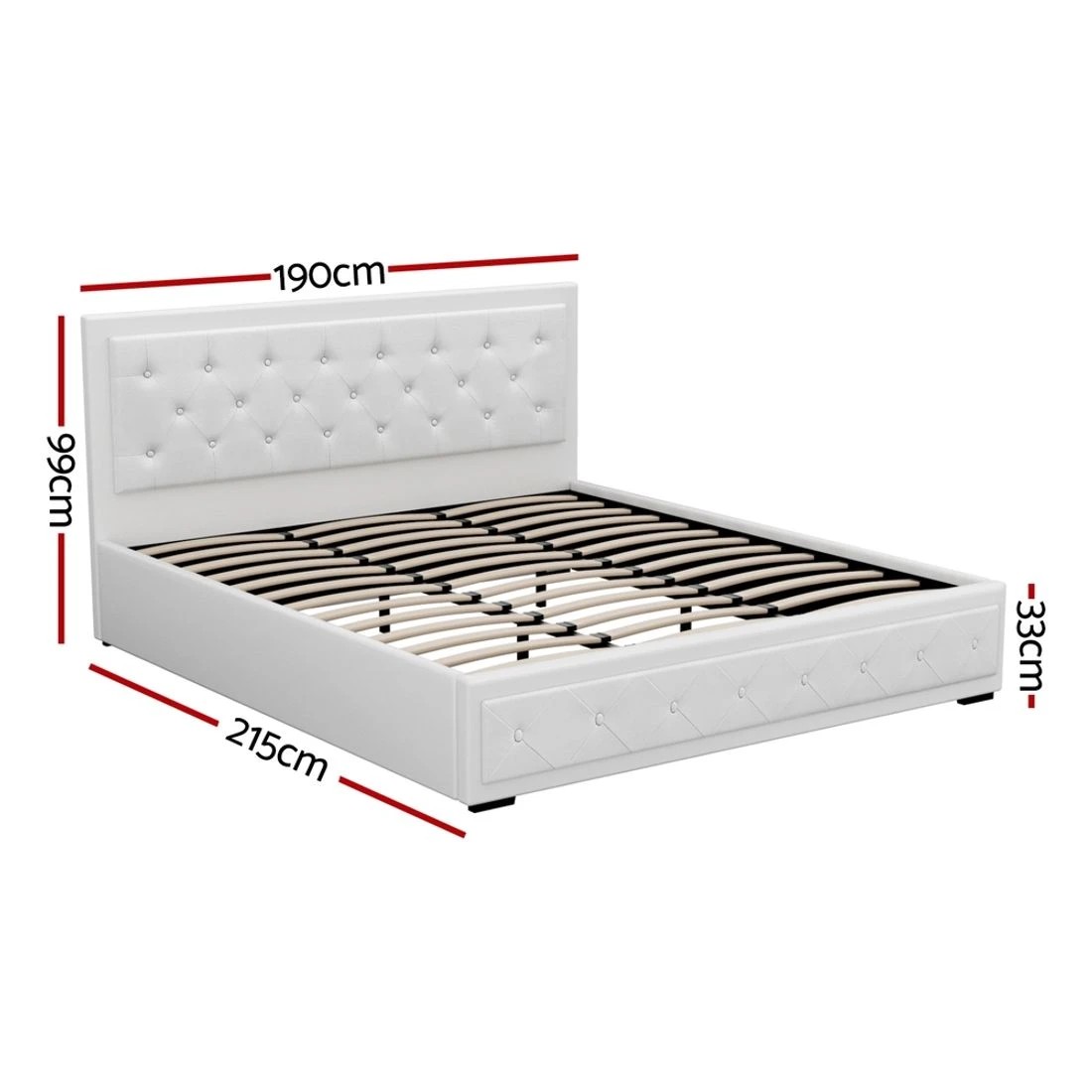3 Artiss Bed Frame King Size Gas Lift
 - White, 3 of 8