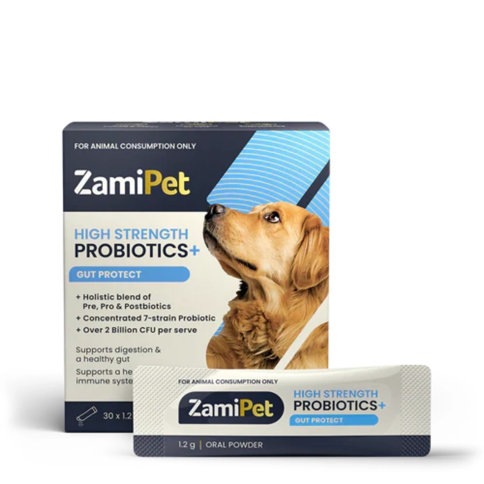 1 Zamipet High Strength Probiotics+ Gut Protect 30 X 1.2g Sachets, 1 of 2
