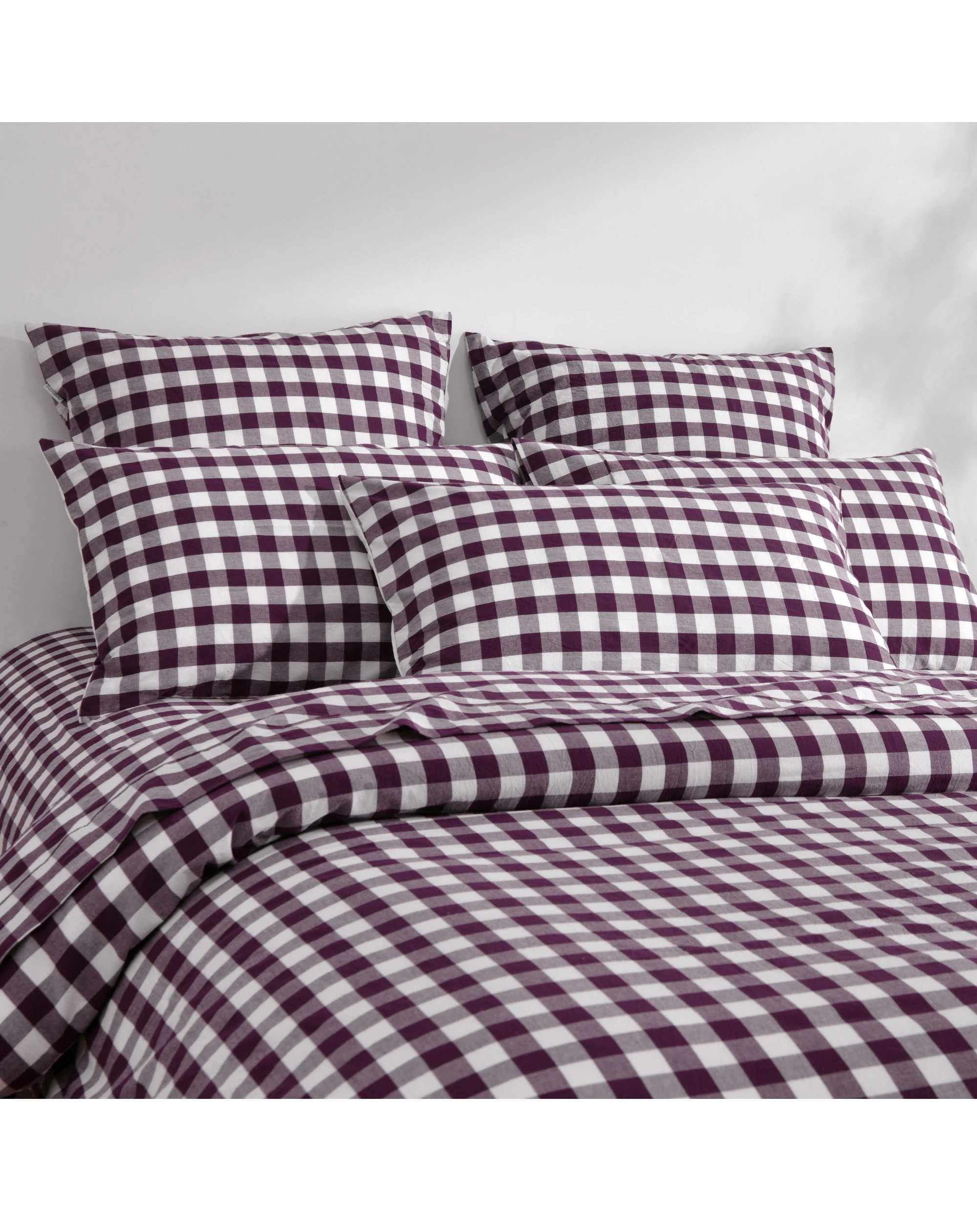 2 Dreamaker Twin Pack Lola Yarn Dyed Washed Cotton Gingham Standard Pillowcase - Plum, 2 of 6