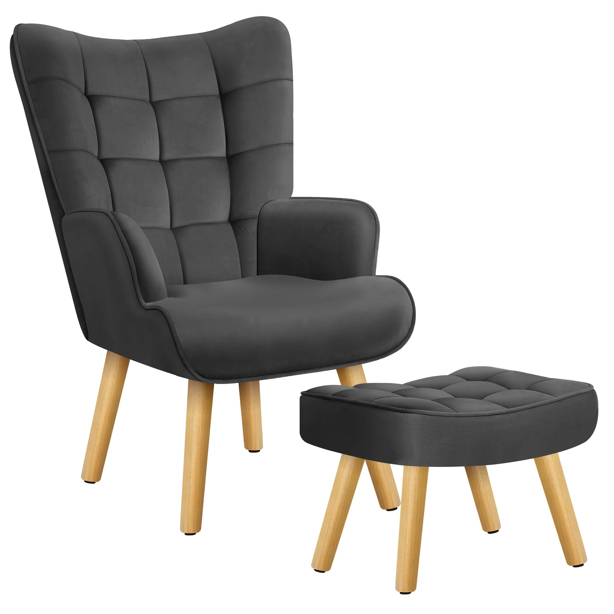 1 Alfordson Armchair Lounge Chair Featherston Replica Accent Chair Couch - Dark Grey, 1 of 10