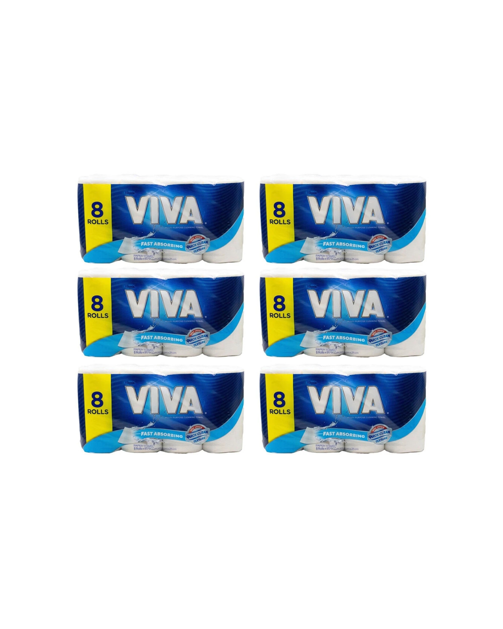1 Kleenex 6x 8pc Viva Paper Cleaning Towel 60 Sheet Multi-Purpose Pack - White, 1 of 3
