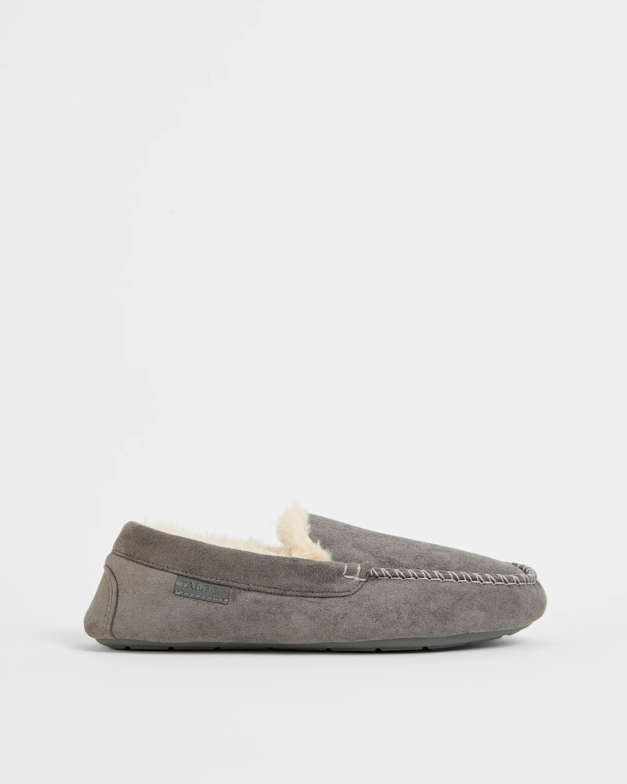 2 Target Mens Moccasin Slippers CHARCOAL, 2 of 3