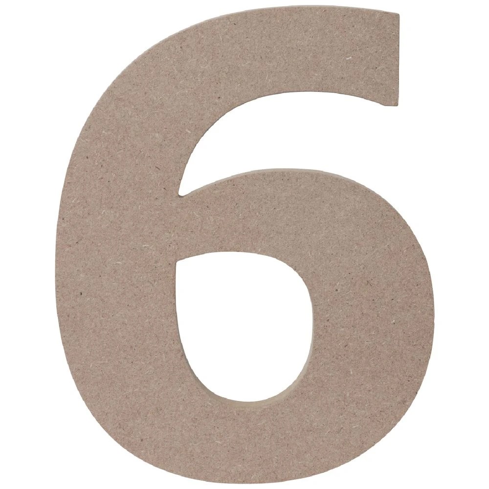 1 Born Wooden Number 6 20cm, 1 of 3