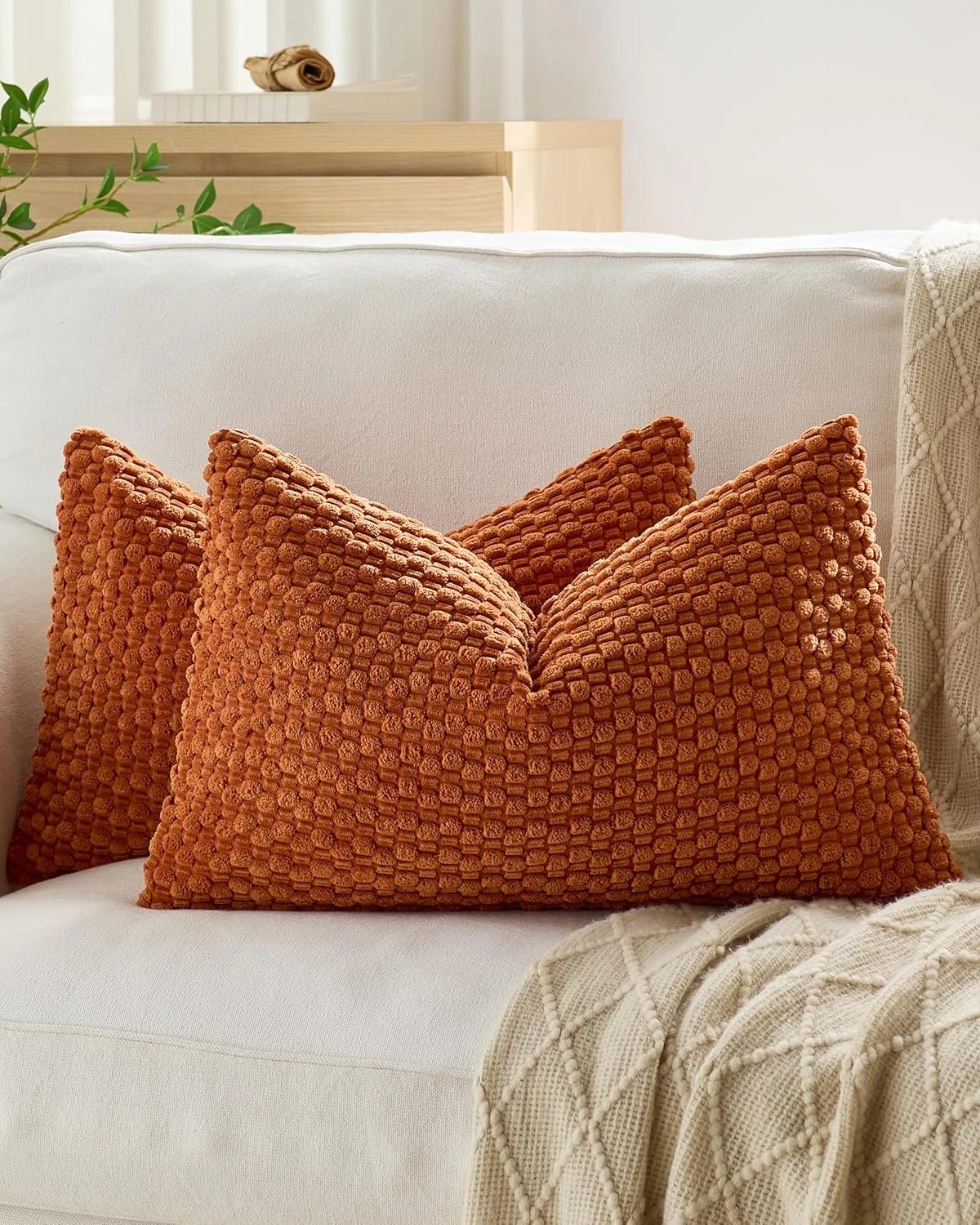 1 Gioia Casa 2-Pack Bubble Corn Cushion Covers 30cm x 50cm - Terracotta, 1 of 3