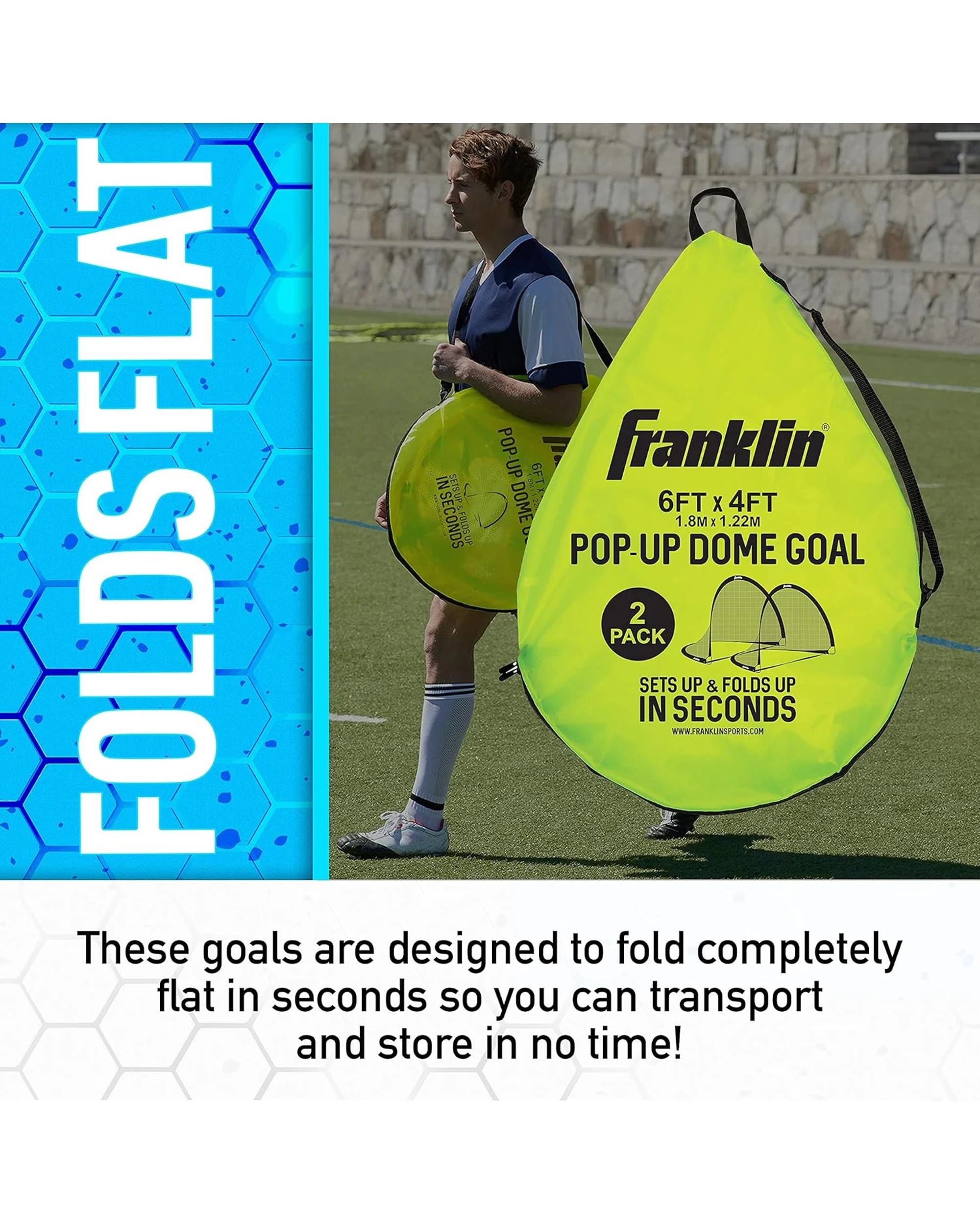 7 Franklin Sports Kids Pop Up Dome Soccer Goal 6ft x 4ft 2 Pack, 7 of 10