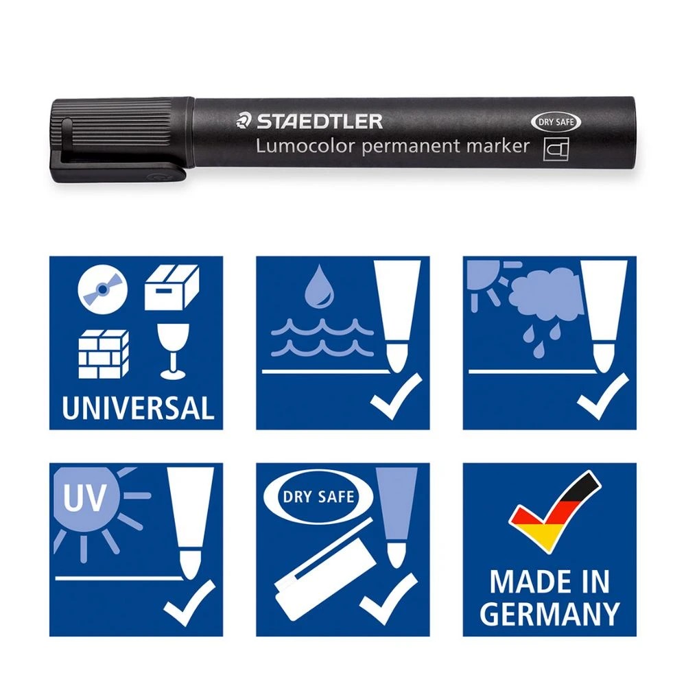 7 Staedtler Lumocolour Permanent Marker Bullet Black 4 Pack, 7 of 8