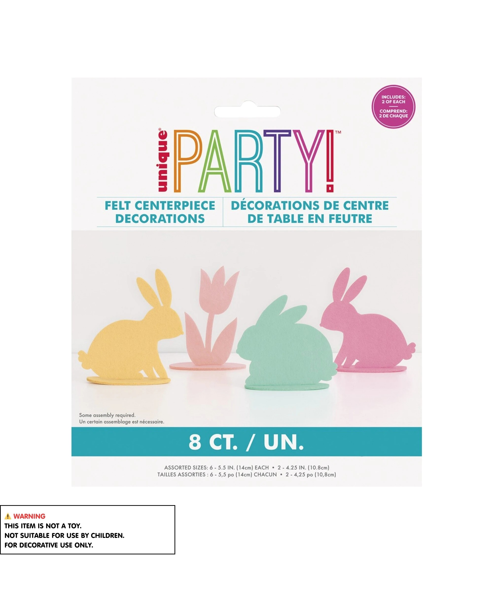 2 Unique Colourful Bunny Rabbit Table Centrepieces Pack of 8 - Assorted, 2 of 2