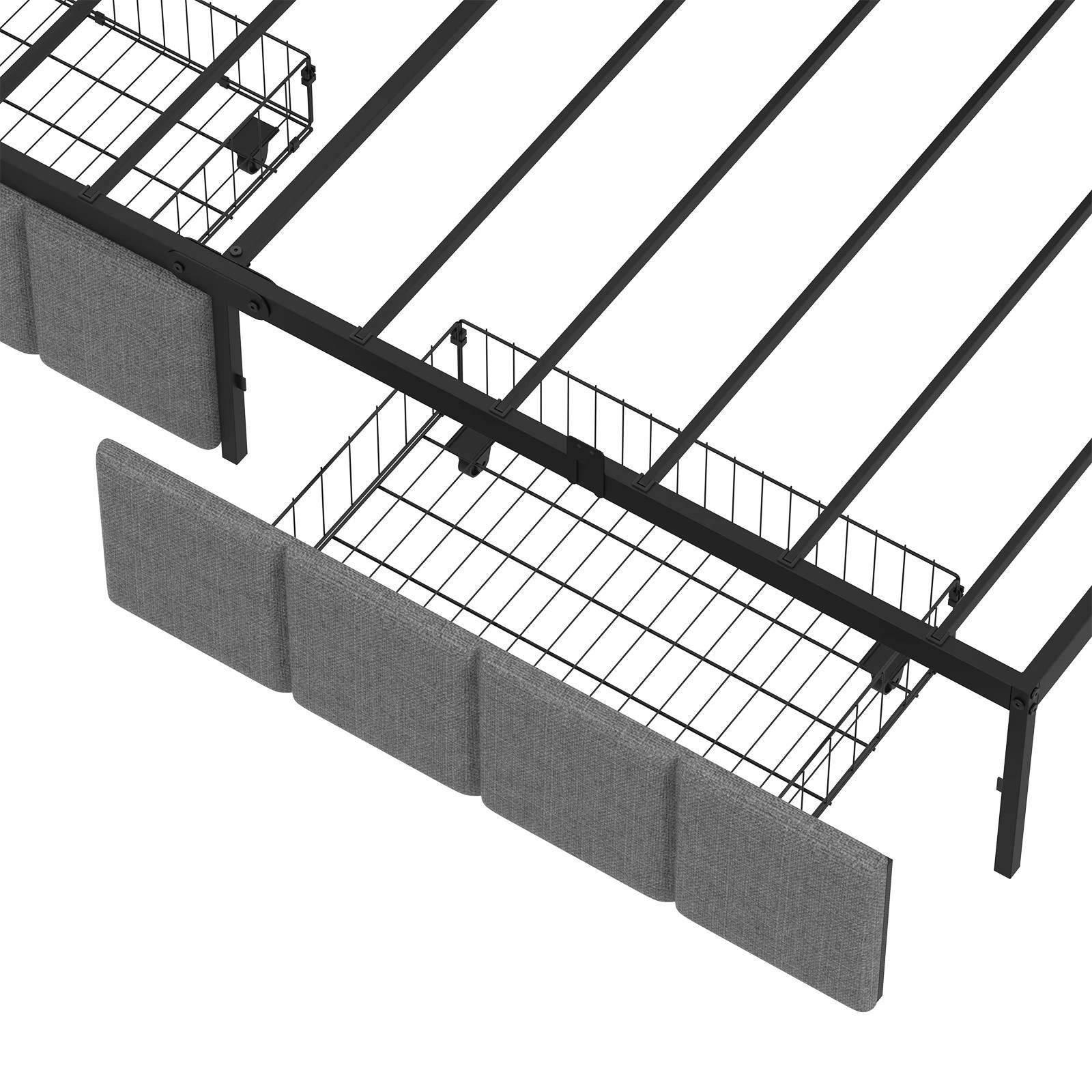 6 Advwin Single Corner Bed Frame with Charging Station and LED Light - Grey, 6 of 10