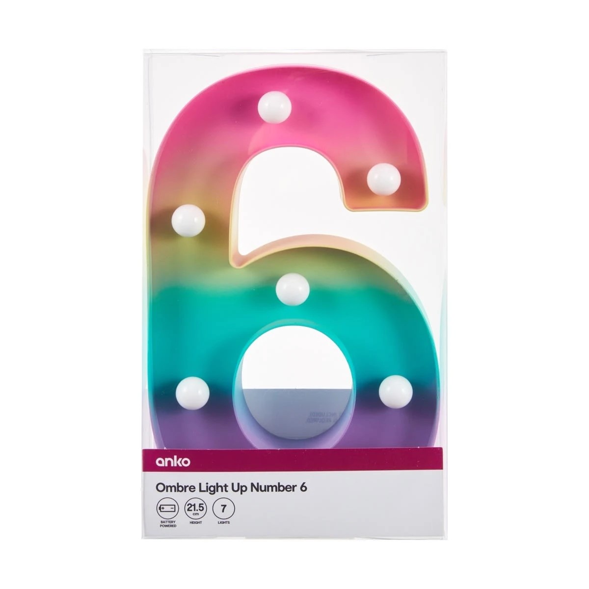 4 Ombre Light Up Number - 6, 4 of 5