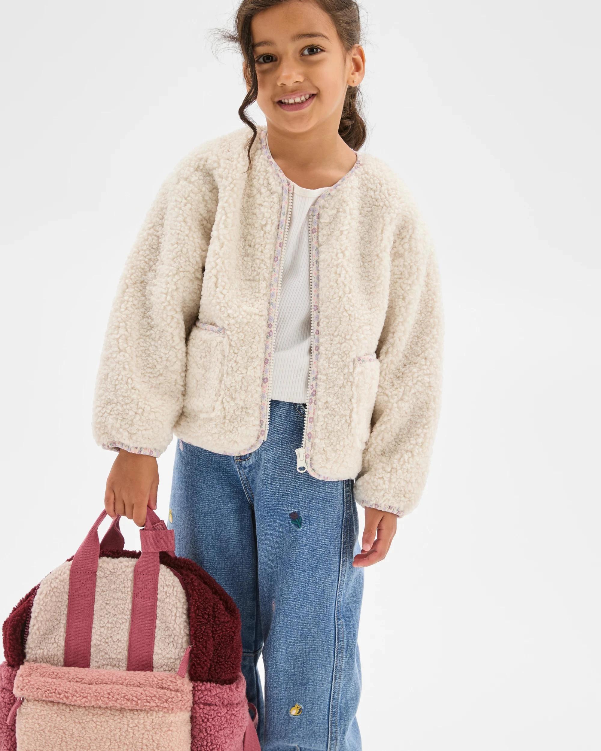 2 Target Kids Long Sleeve Teddy Jacket CREAM, 2 of 6