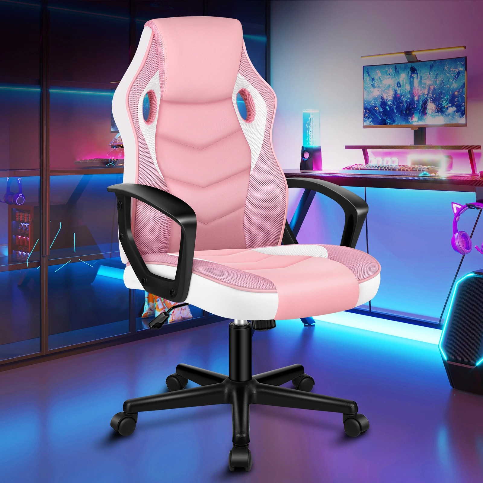 2 Alfordson Gaming Chair Racing Office Executive Computer Seat Work - Pink, 2 of 9
