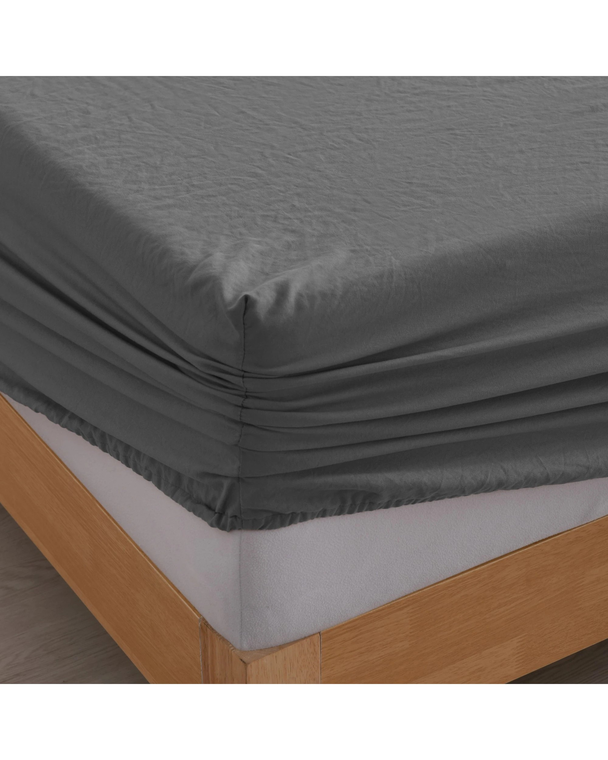 3 Dreamaker Superfine Washed Microfibre Sheet Set - Split King - Charcoal, 3 of 4