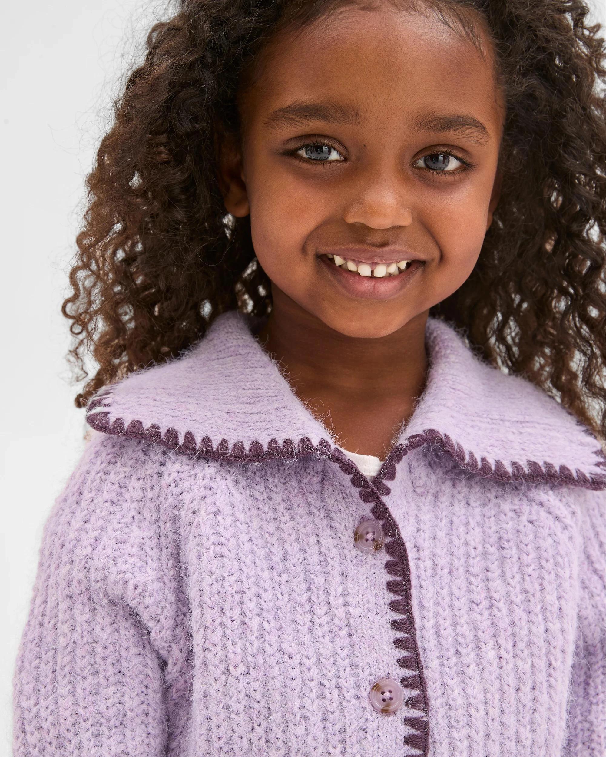 6 Target Kids Long Sleeve Blanket Stitch Cardigan PURPLE, 6 of 8