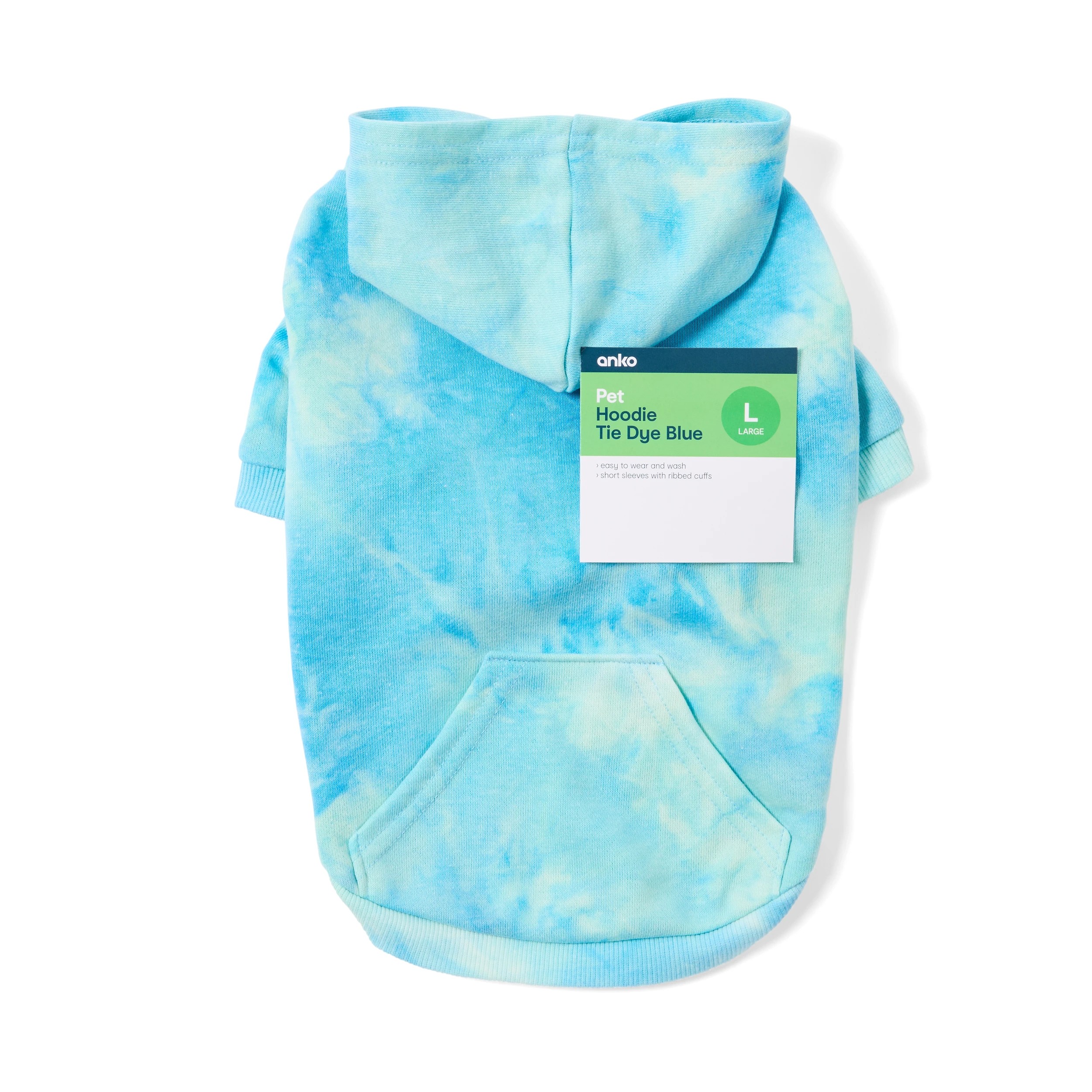 10 Pet Hoodie Tie Dye - Large, Blue, 10 of 10
